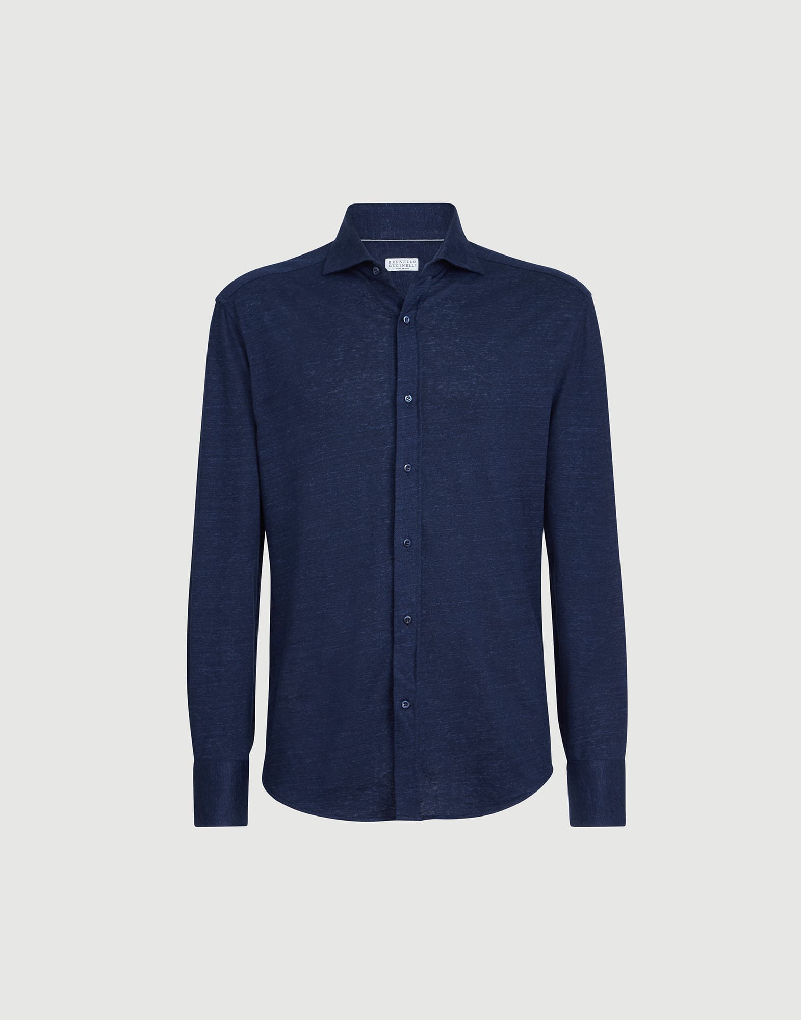メンズ 向け ネイビーブルー ジャージーシャツ | Brunello Cucinelli