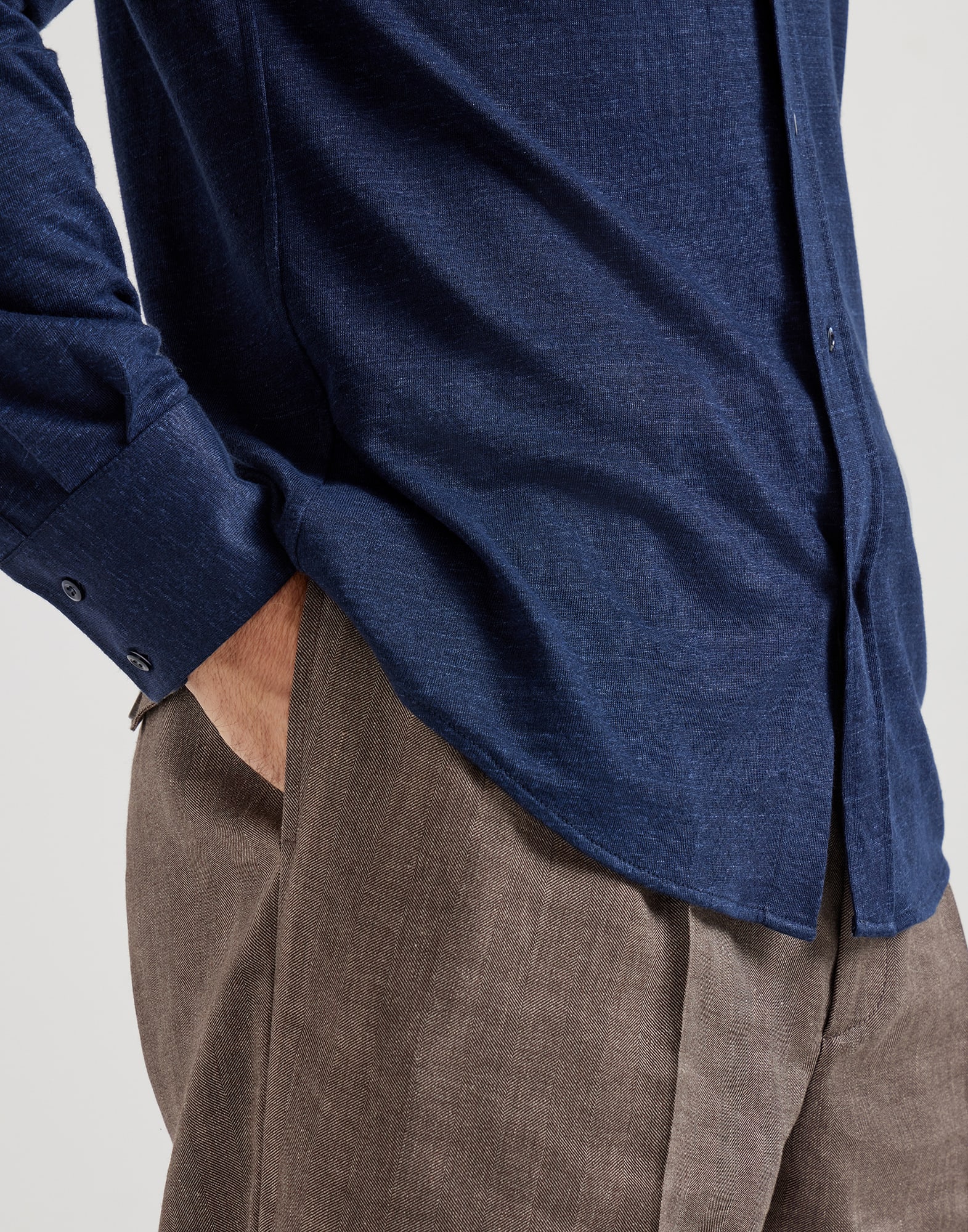 Jersey shirt for Man in Navy Blue | Brunello Cucinelli