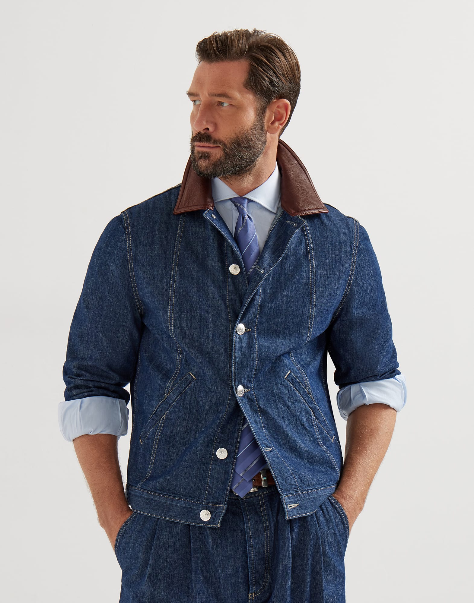 Denim jacket for Man in Denim | Brunello Cucinelli