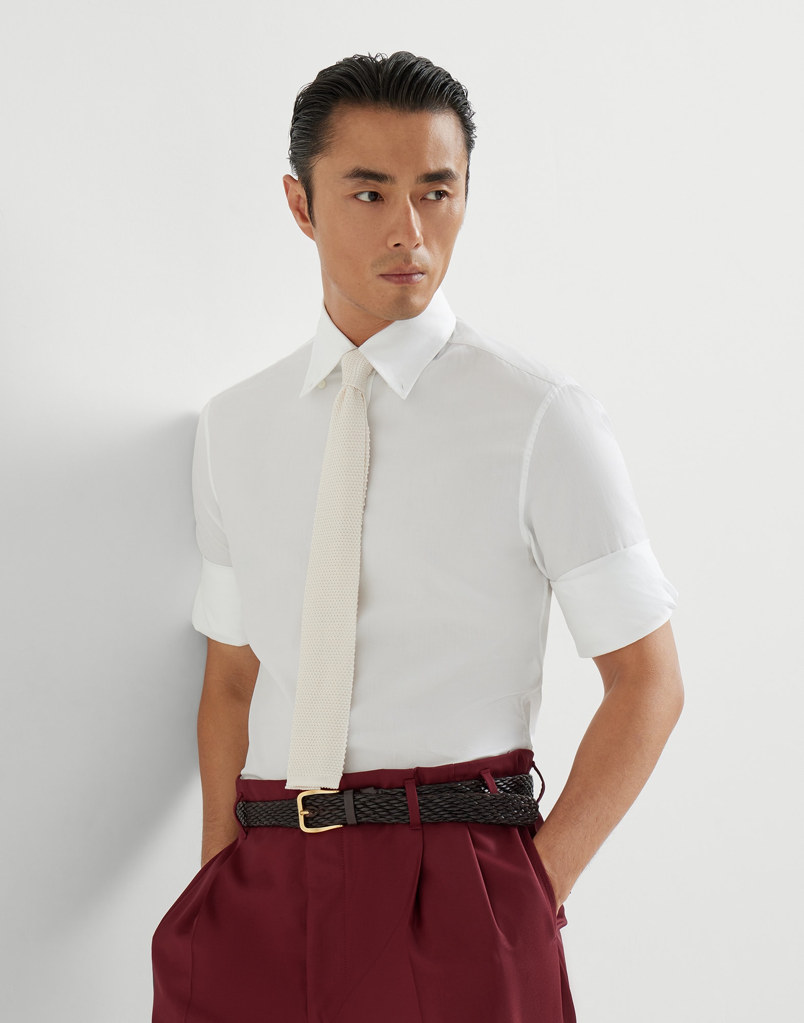 Button-down collar shirt White Man - Brunello Cucinelli