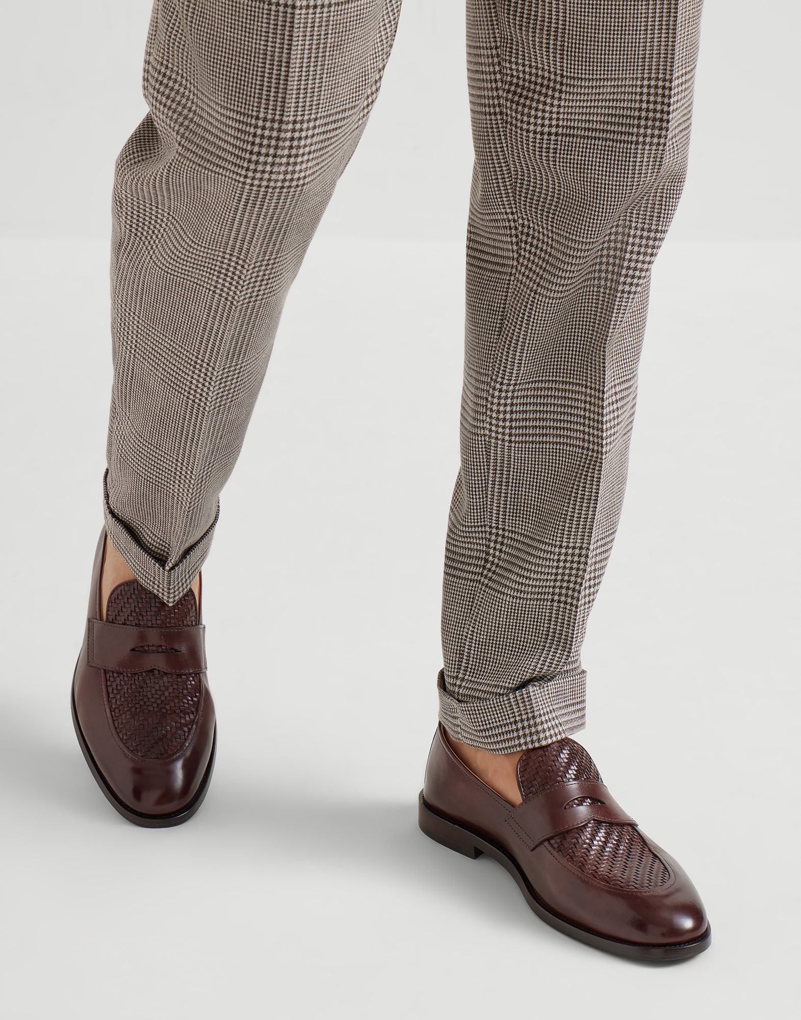 Calfskin penny loafers for Man in Black | Brunello Cucinelli