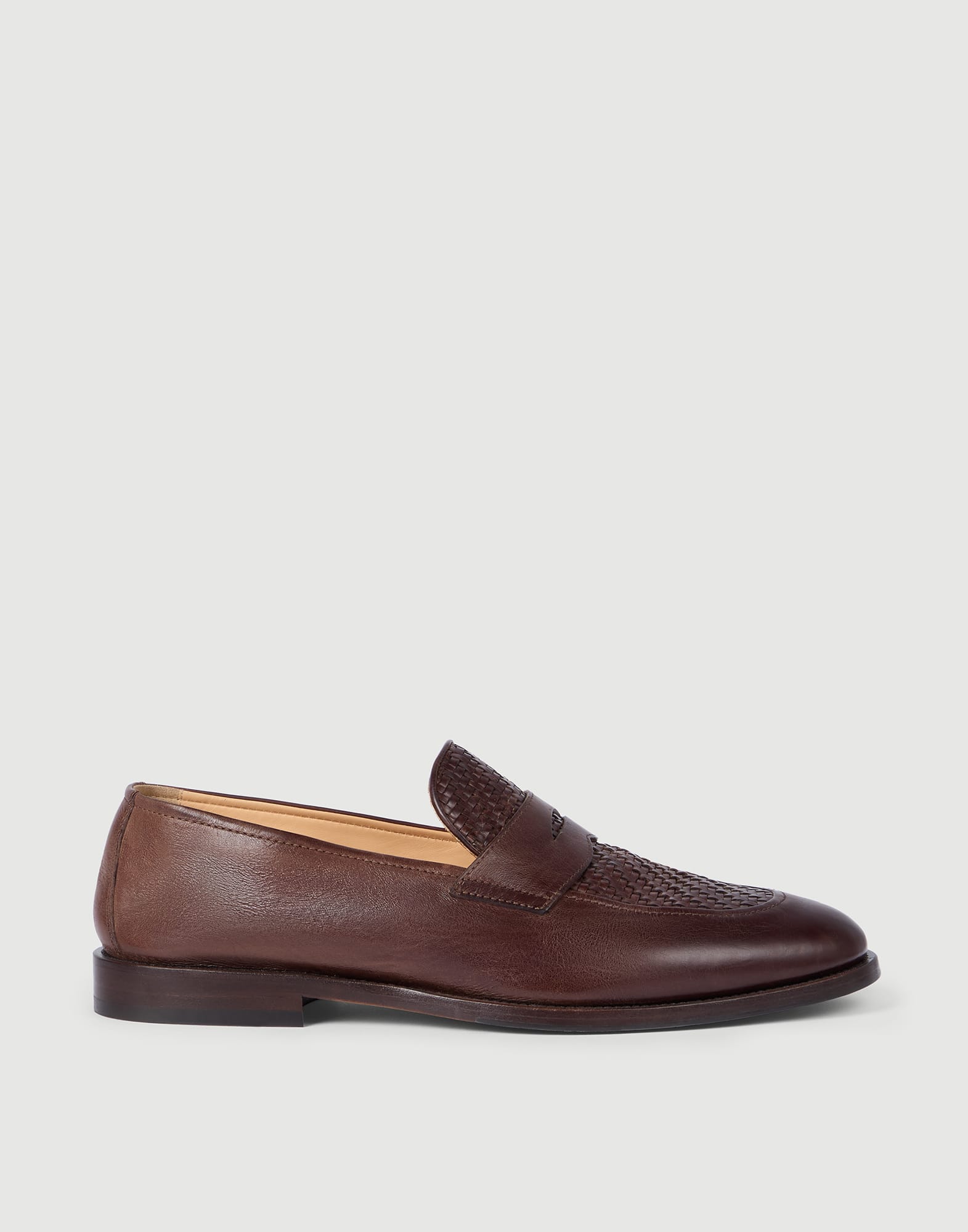 Calfskin penny loafers for Man in Black | Brunello Cucinelli
