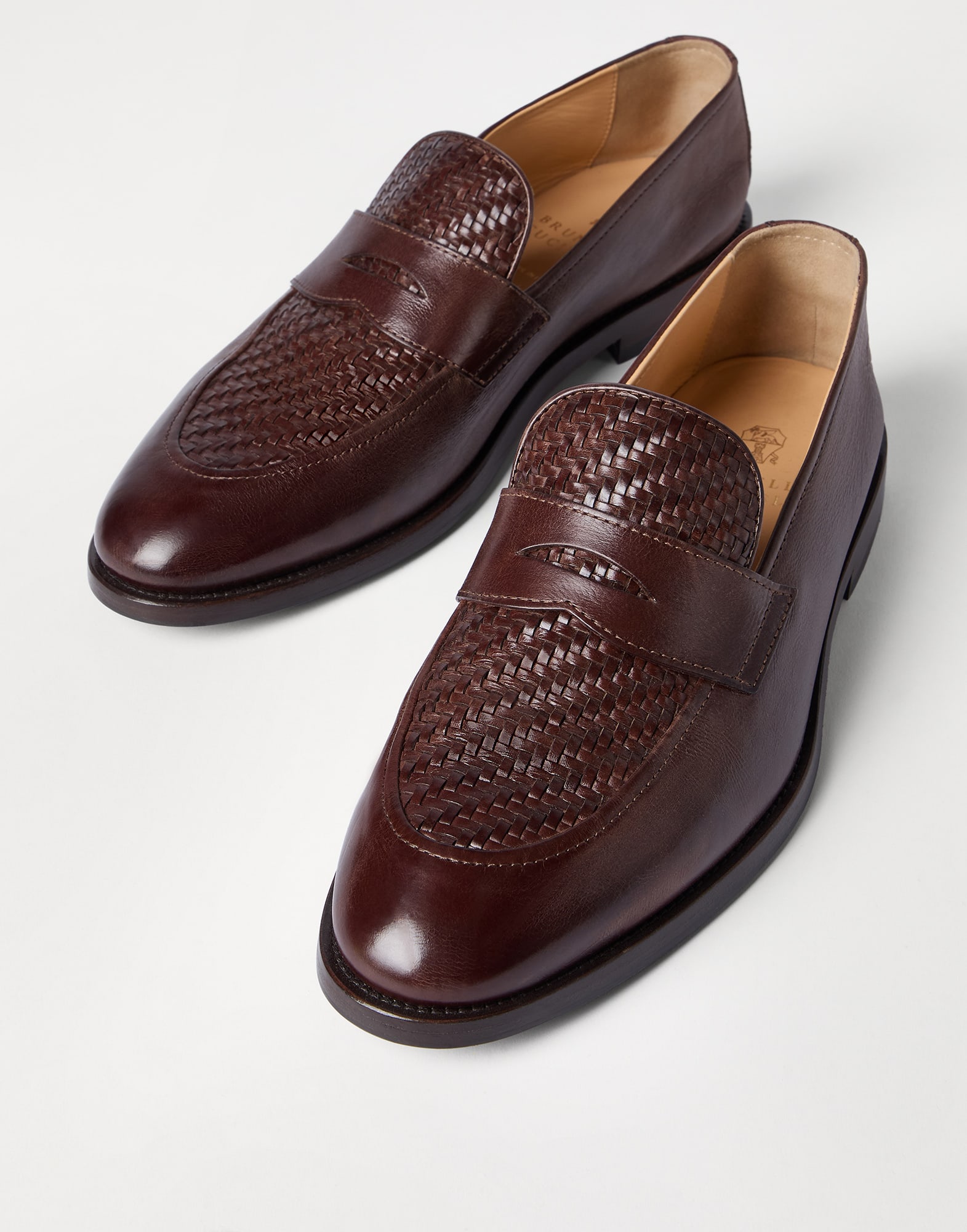 Calfskin penny loafers for Man in Black | Brunello Cucinelli