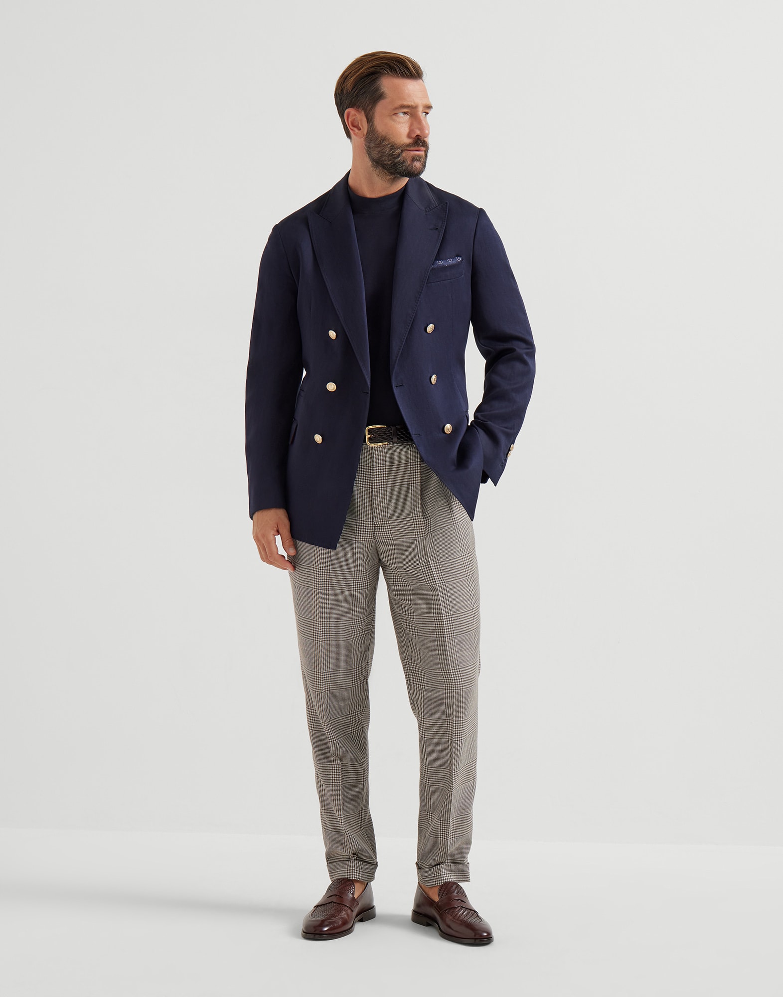 Calfskin penny loafers for Man in Black | Brunello Cucinelli