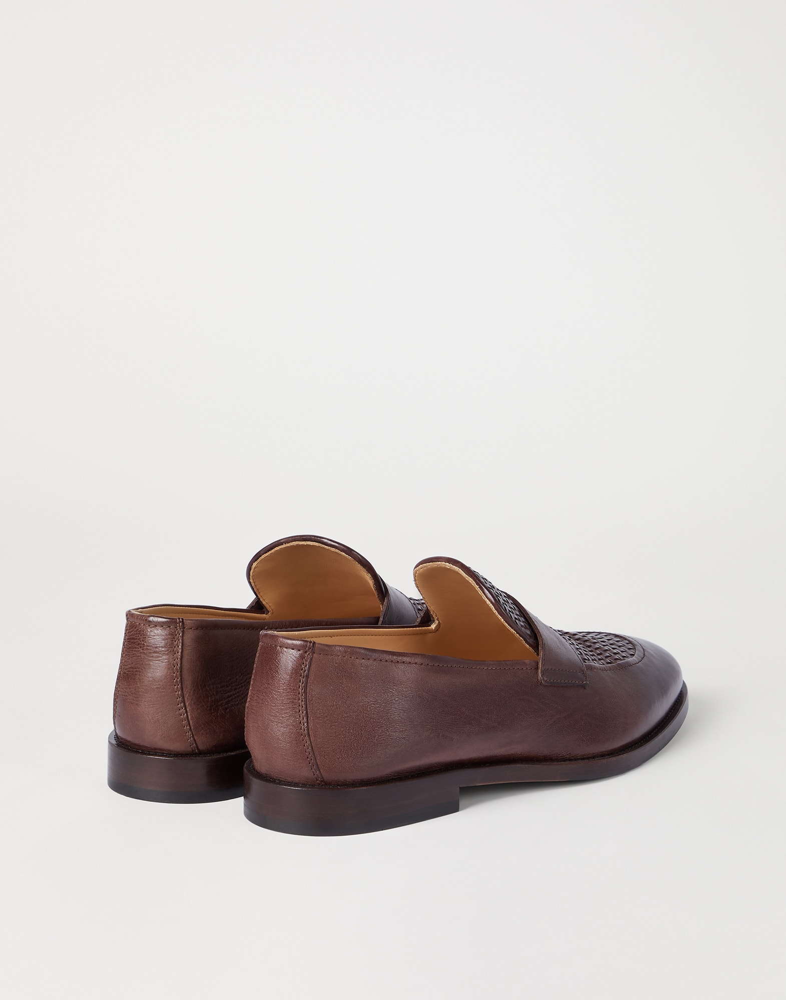 Calfskin penny loafers for Man in Black | Brunello Cucinelli