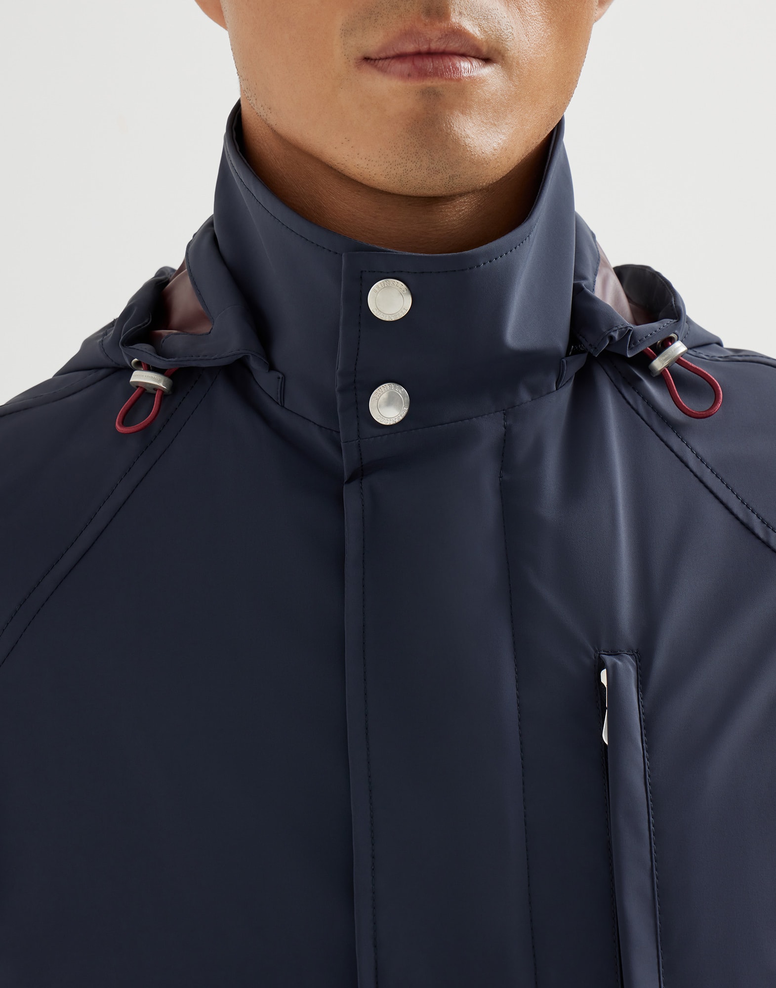 メンズ 向け ネイビーブルー アンラインドパーカー | Brunello Cucinelli