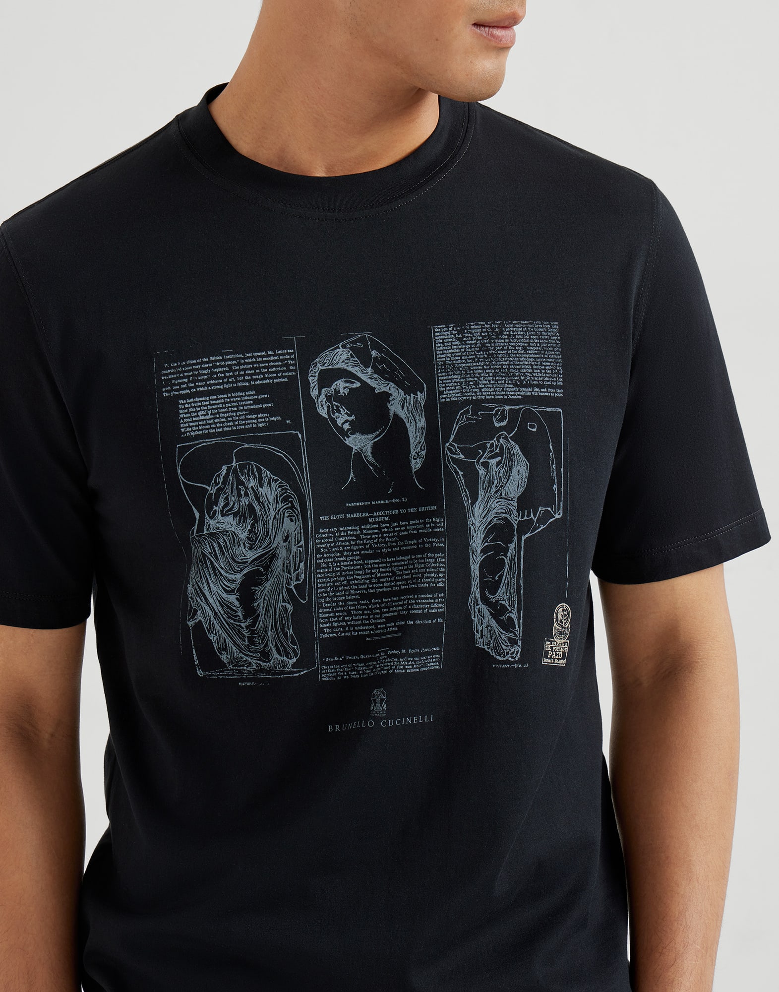 Jersey T-shirt for Man in Black | Brunello Cucinelli