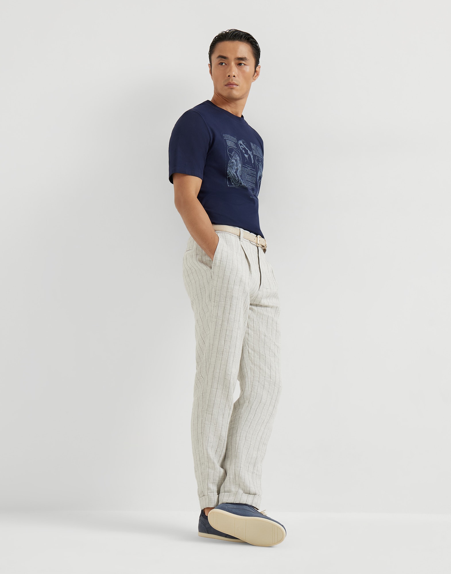 Twill trousers for Man in Medium Grey | Brunello Cucinelli