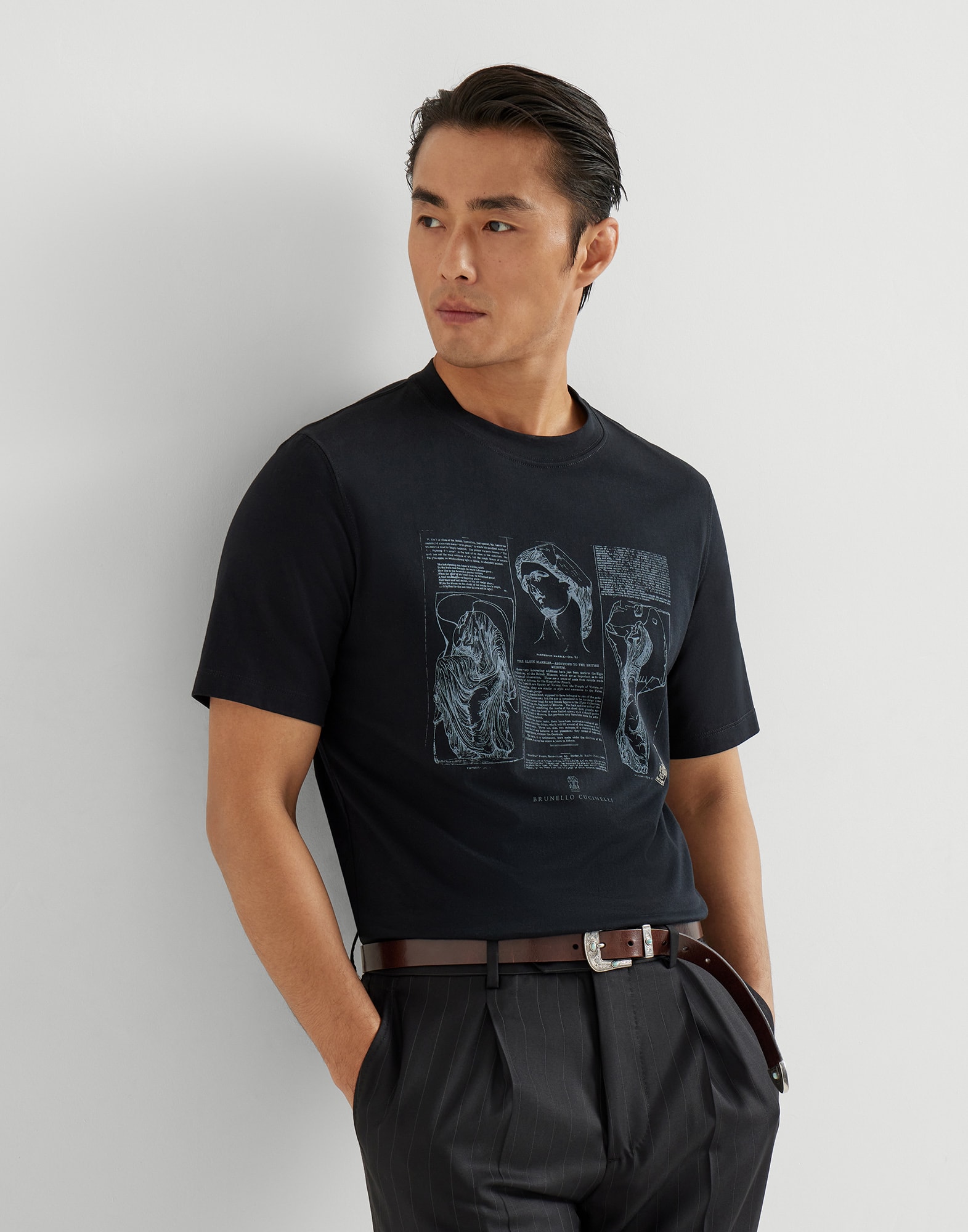 Jersey T-shirt for Man in Black | Brunello Cucinelli