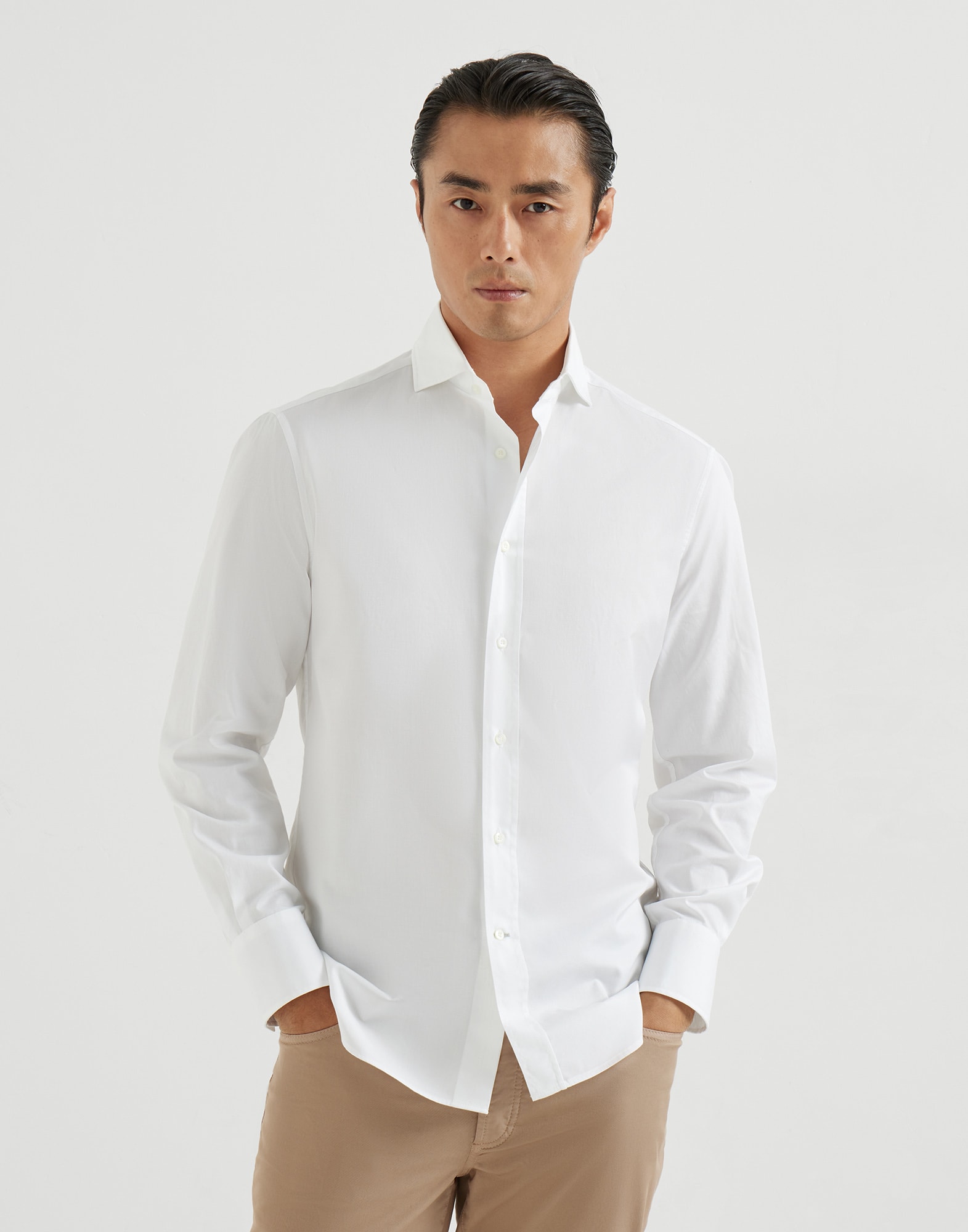 メンズ 向け ホワイト ツイルシャツ | Brunello Cucinelli
