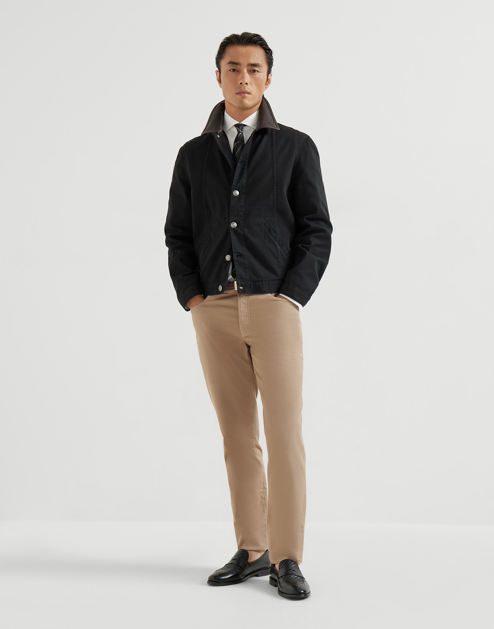 メンズ 向け ホワイト ツイルシャツ | Brunello Cucinelli