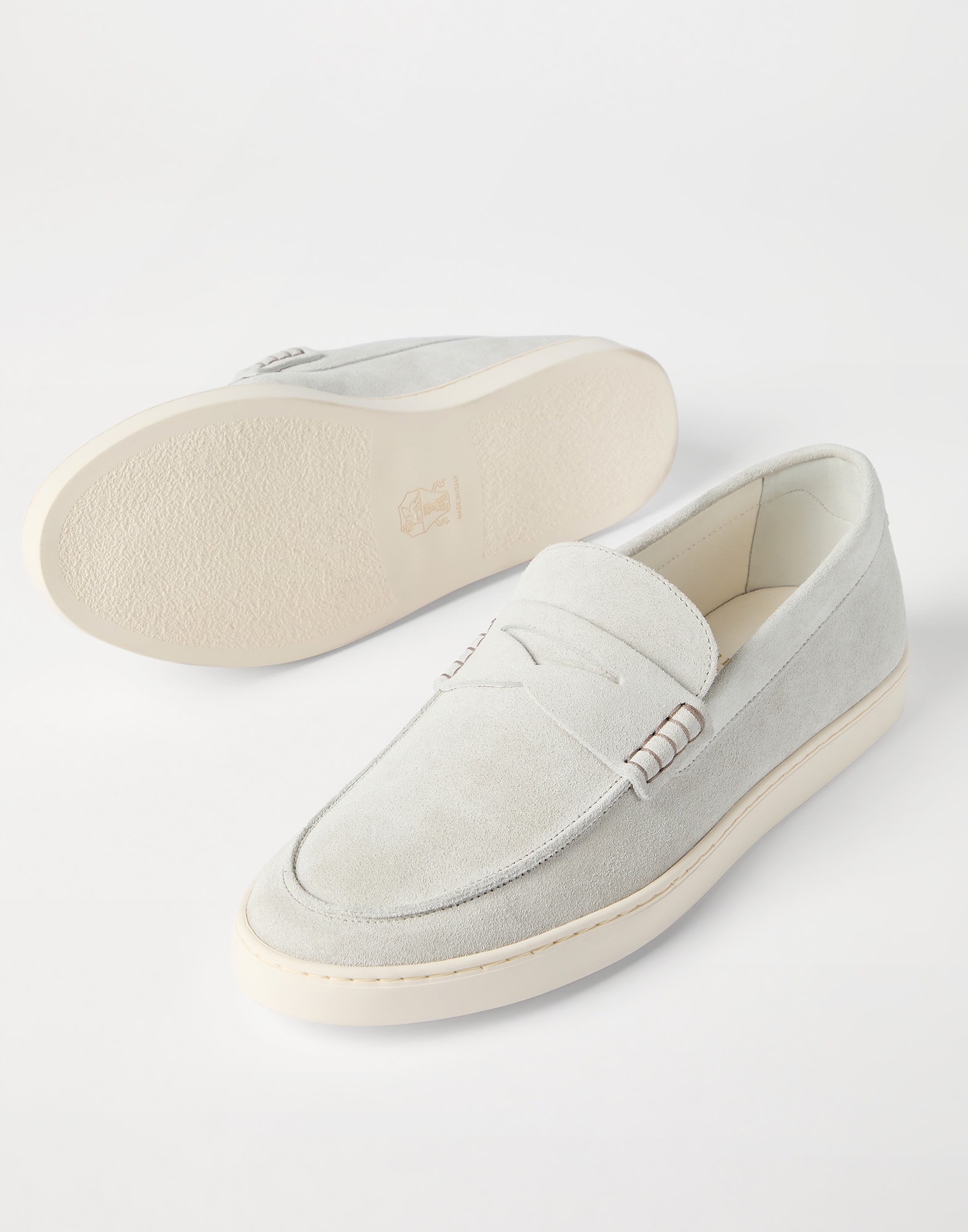 メンズ 向け ネイビーブルー スエードスリッポン | Brunello Cucinelli