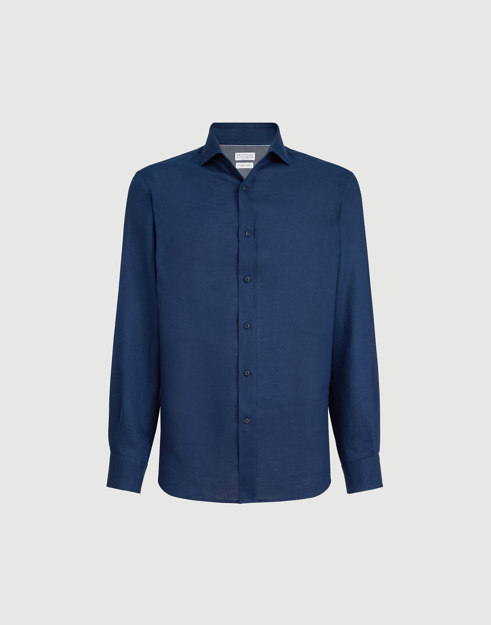 メンズ 向け ネイビーブルー リネンシャツ | Brunello Cucinelli