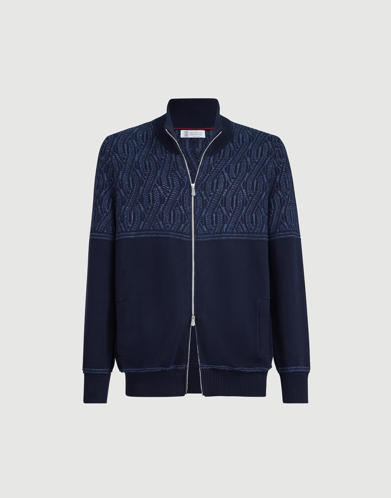 Cotton cardigan for Man in Navy Blue | Brunello Cucinelli