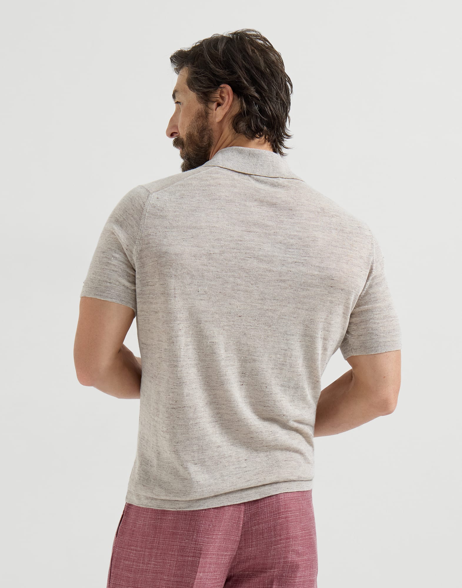Polo-style sweater for Man in Sand | Brunello Cucinelli