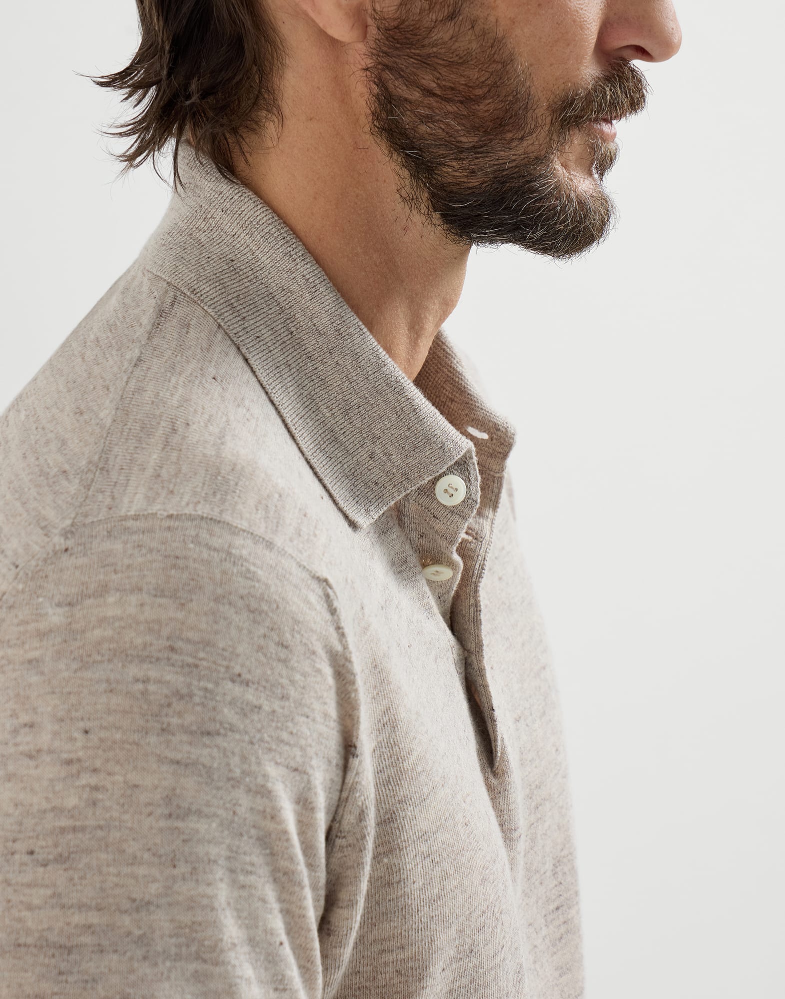 Polo-style sweater for Man in Apricot | Brunello Cucinelli