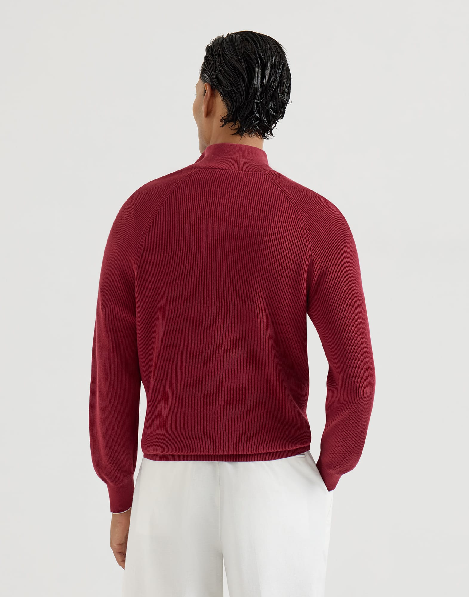 Cotton sweater for Man in Cherry | Brunello Cucinelli