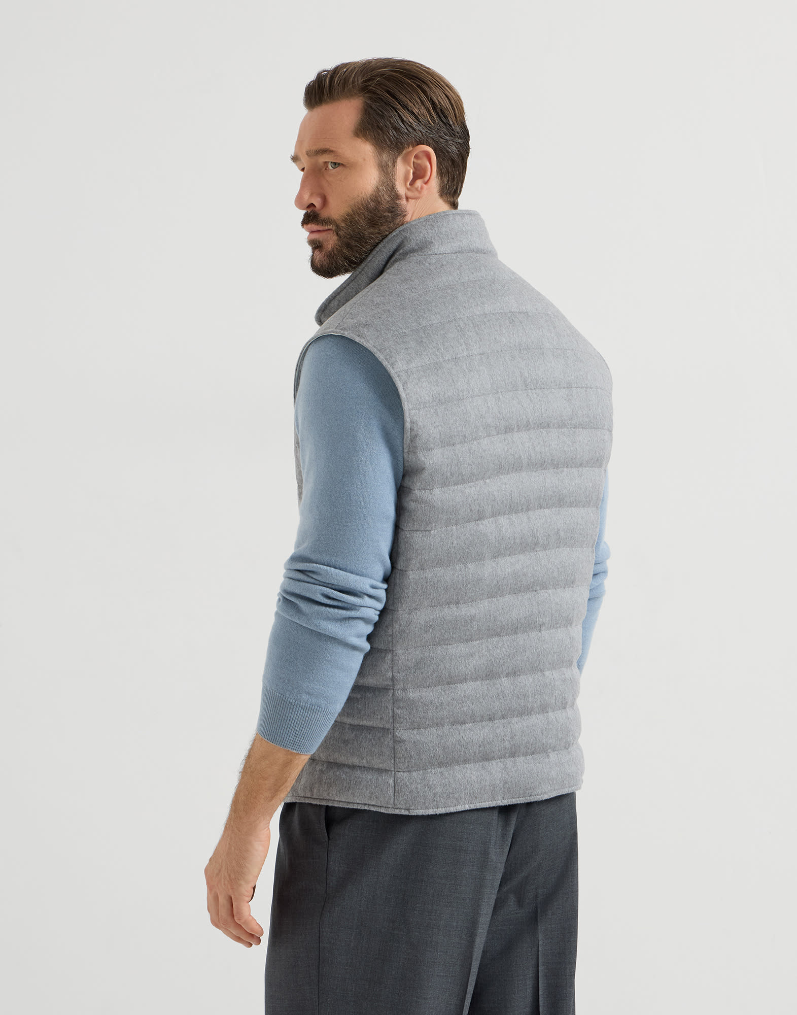 Cashmere flannel down jacket for Man in Grey | Brunello Cucinelli