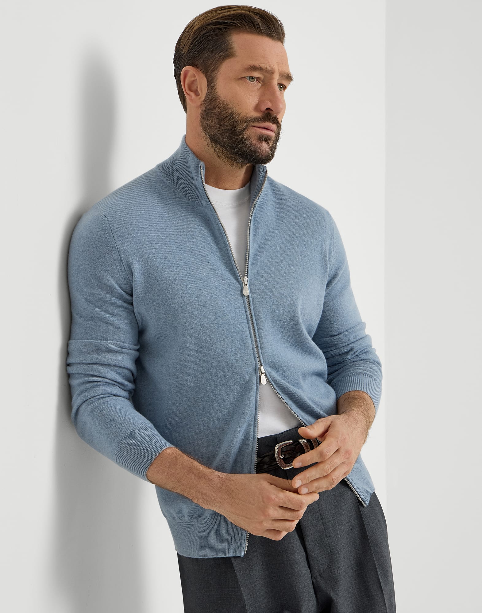 Cashmere cardigan for Man in Cherry | Brunello Cucinelli