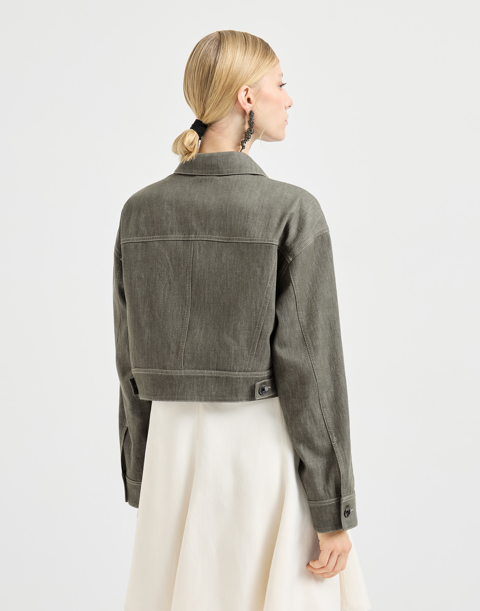 Denim-effect twill outerwear jacket for Woman in Desert | Brunello