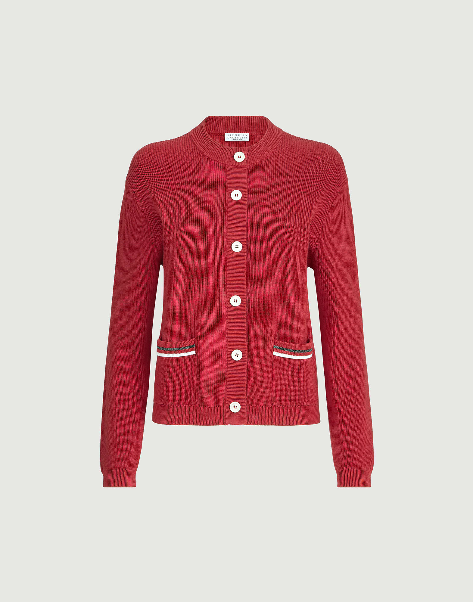 Cotton cardigan for Woman in Ruby | Brunello Cucinelli