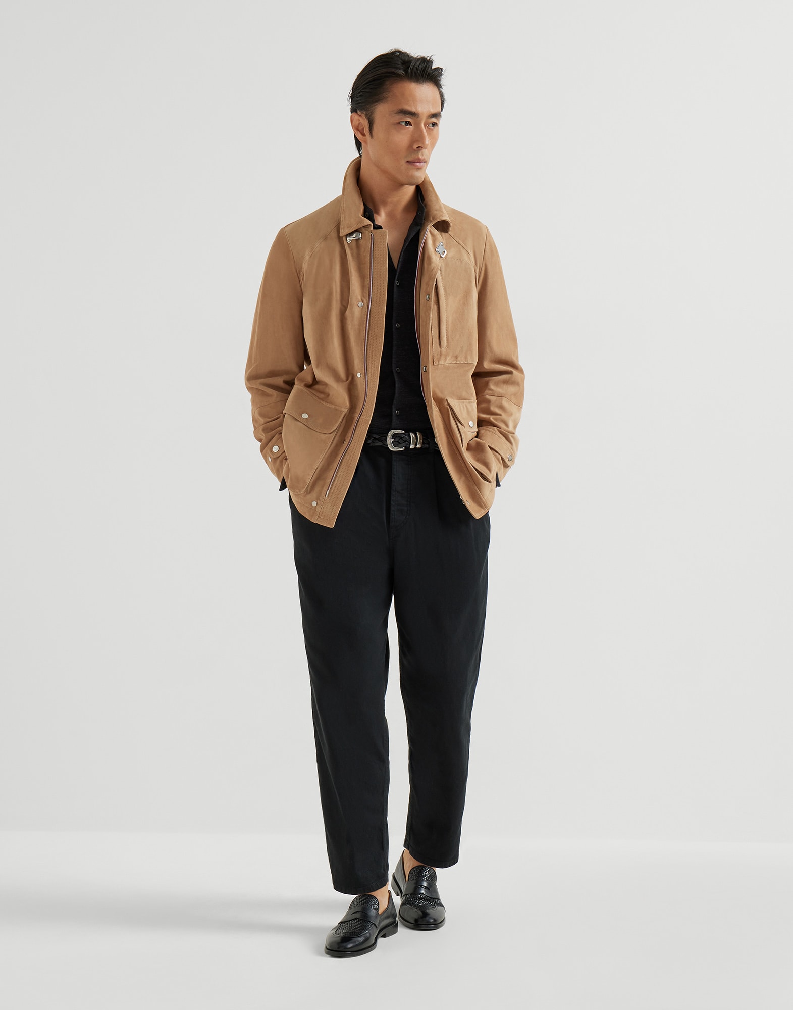メンズ 向け アントラサイト ジャージーシャツ | Brunello Cucinelli