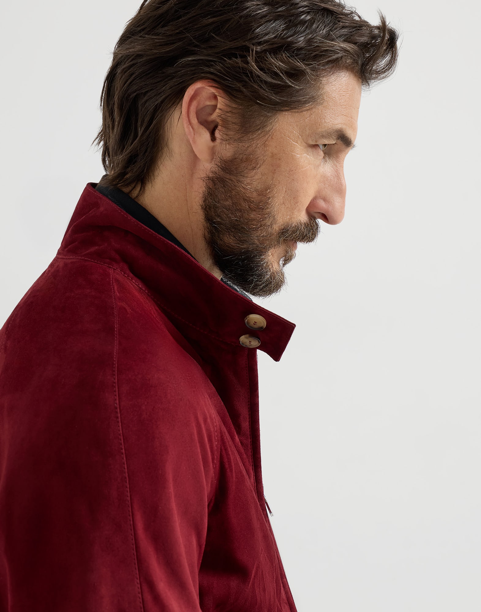 Suede jacket for Man in Cherry | Brunello Cucinelli