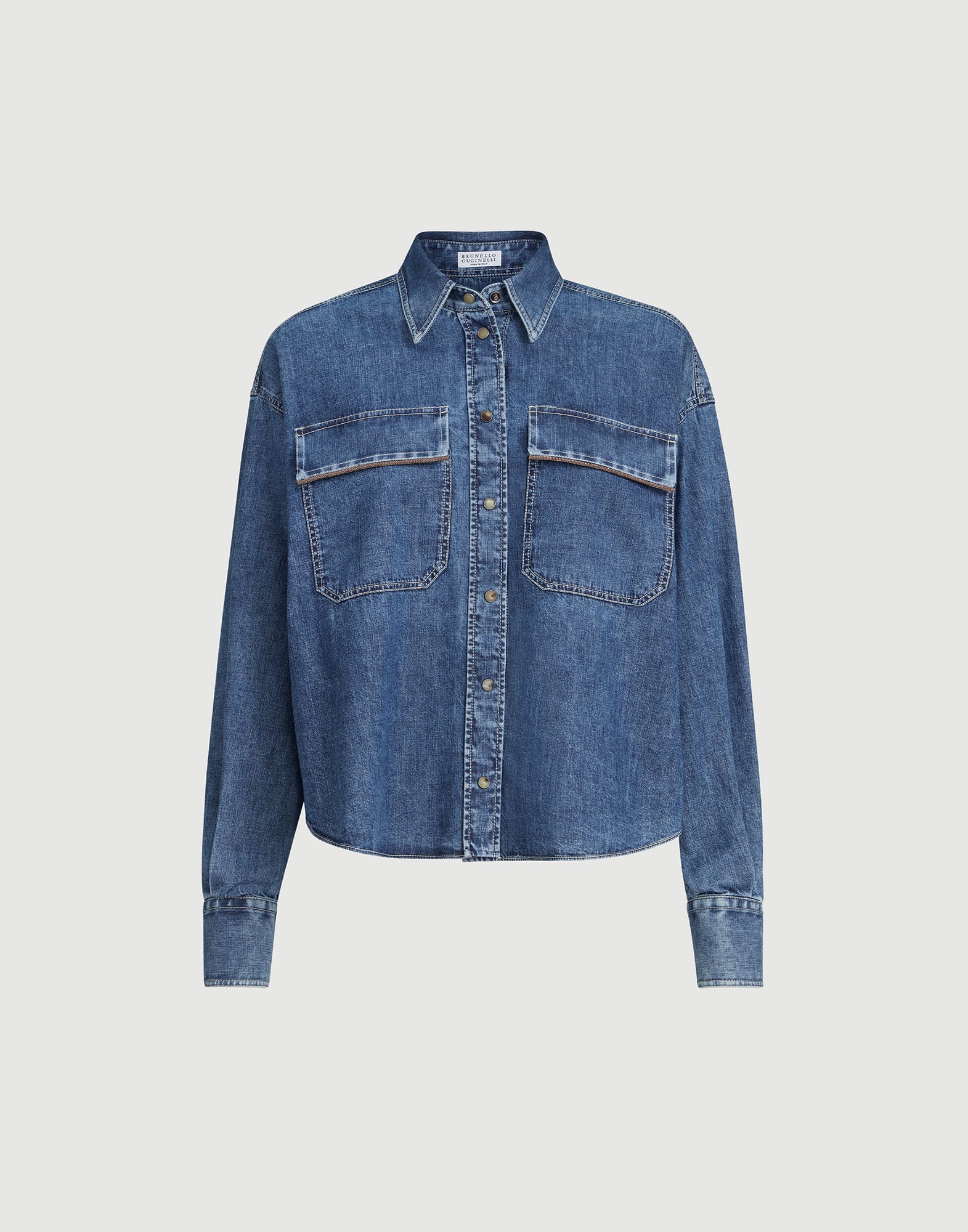 Lightweight denim shirt for Woman in Denim | Brunello Cucinelli