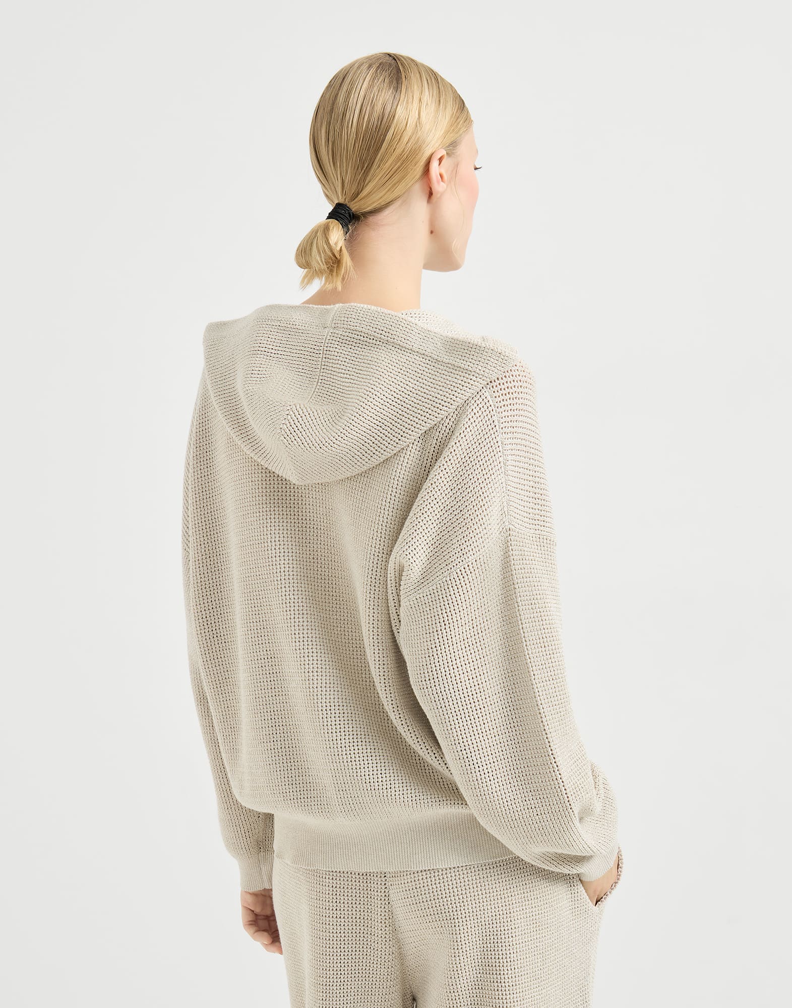 Sparkling net sweatshirt for Woman in Oat | Brunello Cucinelli