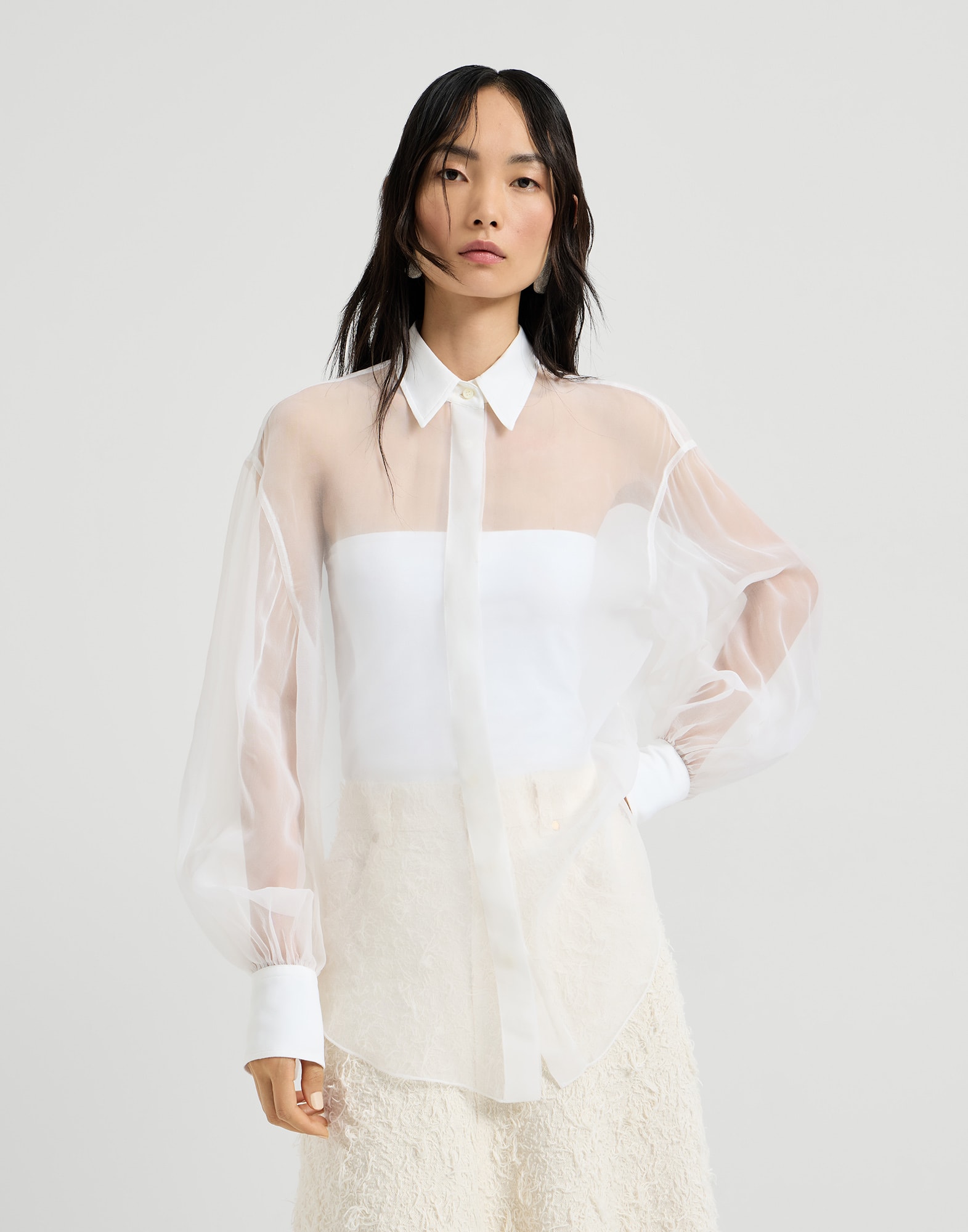 white silk dress shirt womens BOURRIENNE