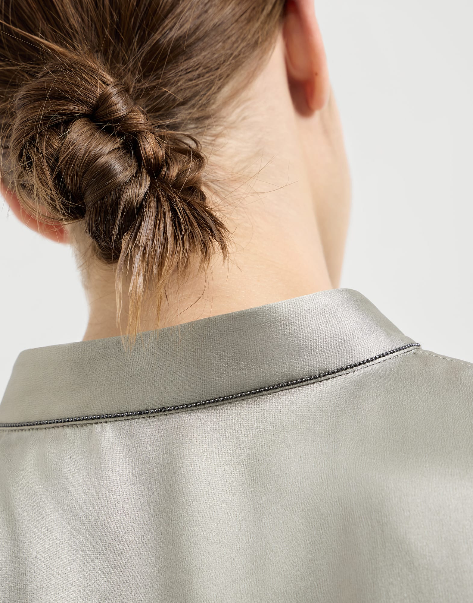 Mandarin-collar shirt for Woman in Olive | Brunello Cucinelli