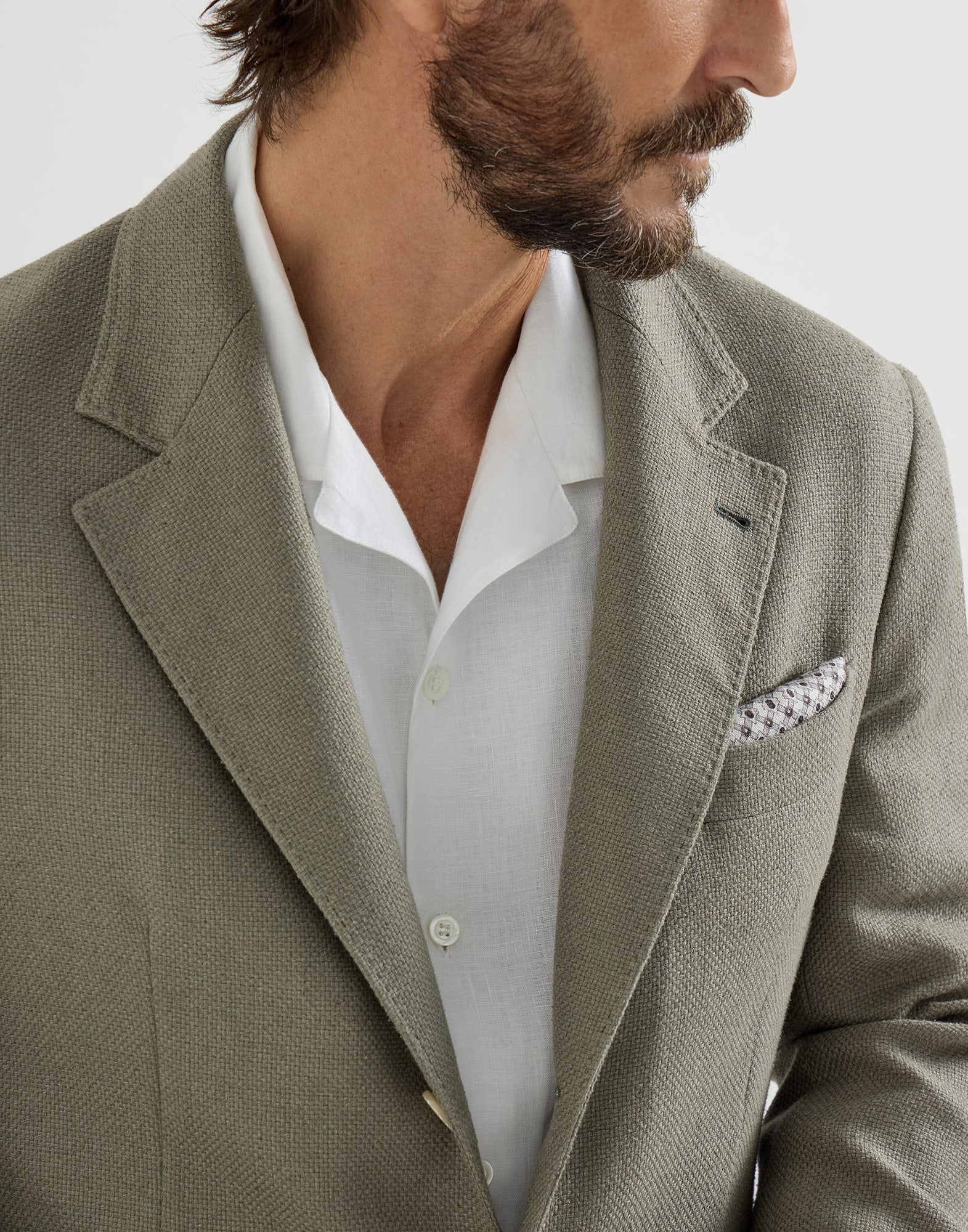 Hopsack deconstructed blazer for Man in Medium Grey | Brunello