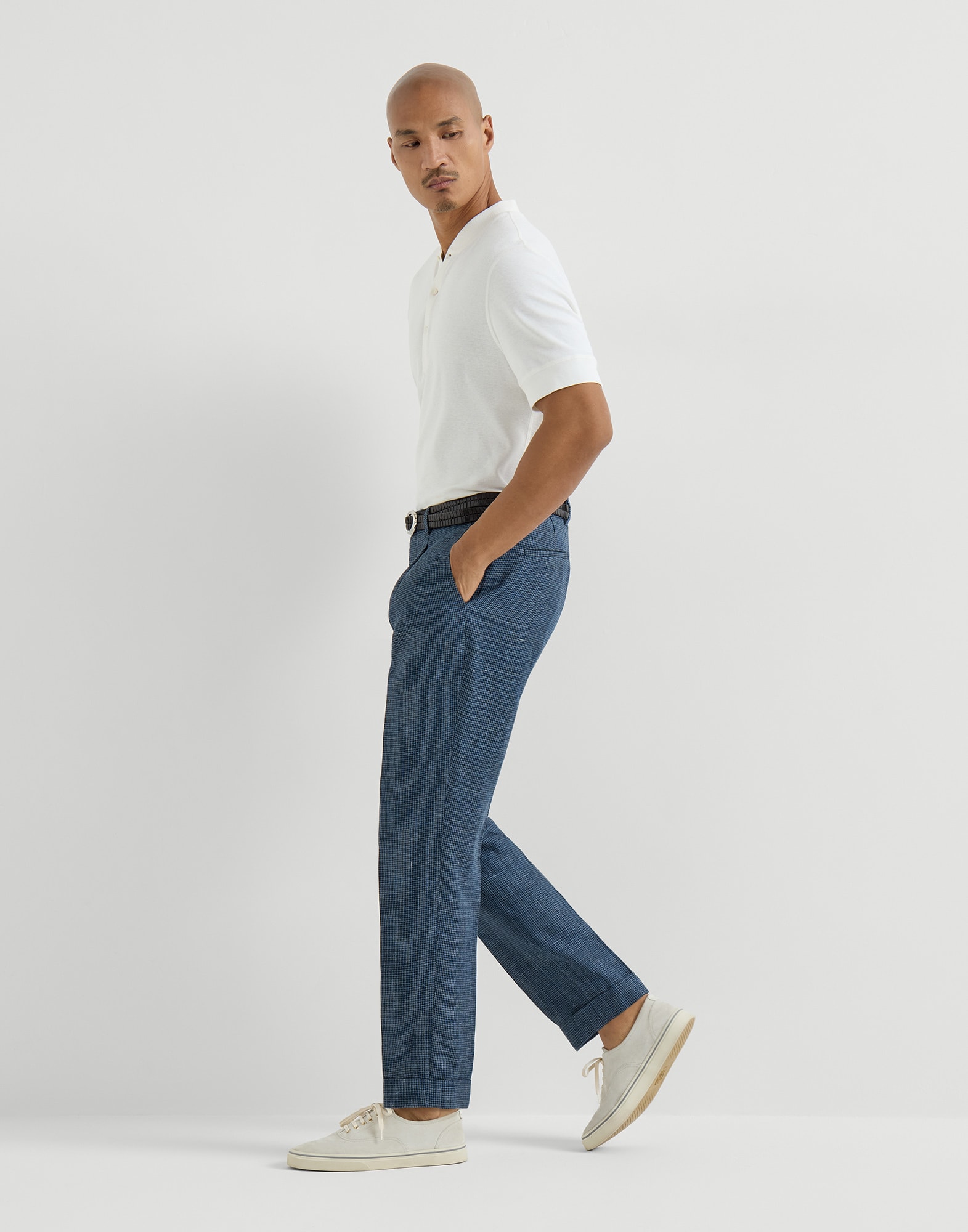 Houndstooth trousers for Man in Hazelnut | Brunello Cucinelli