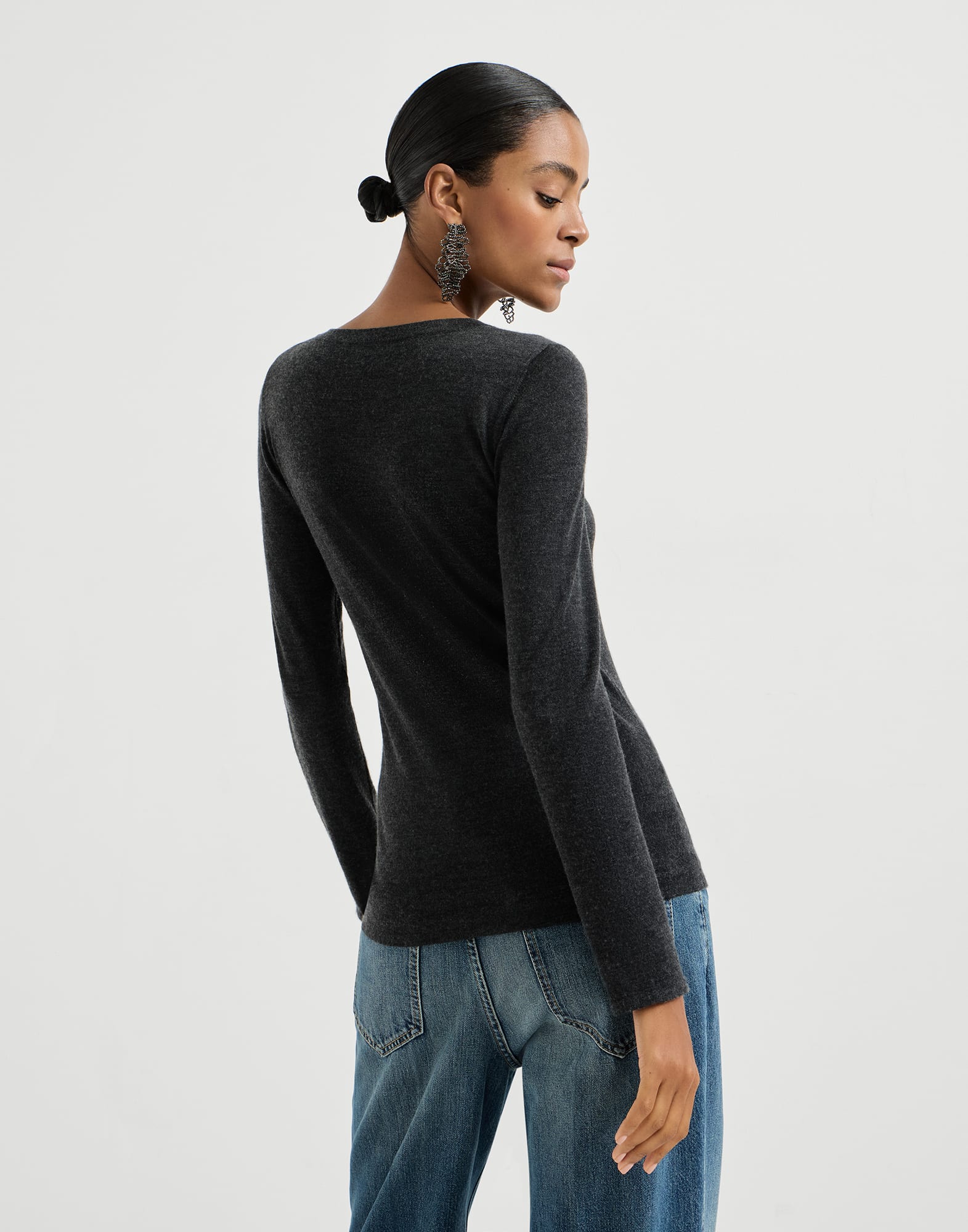 BRUNELLO CUCINELLI カシミヤ セーター レディース 向け アントラサイト カシミヤ＆シルク セーター