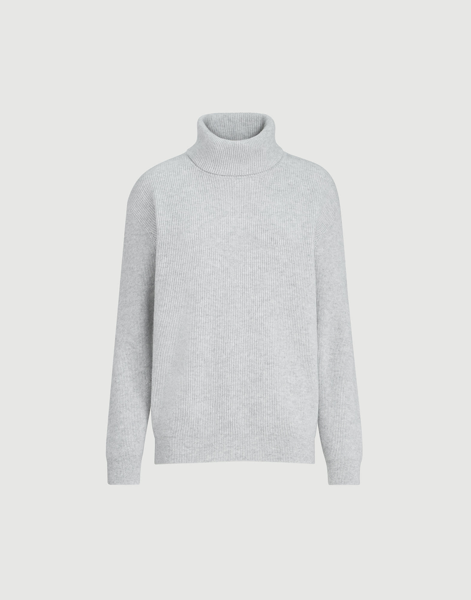 ブルネロクチネリ　イングリッシュリブ　カシミヤクルーネック　IT44 レディース 向け ライトグレー イングリッシュリブ カシミヤ セーター
