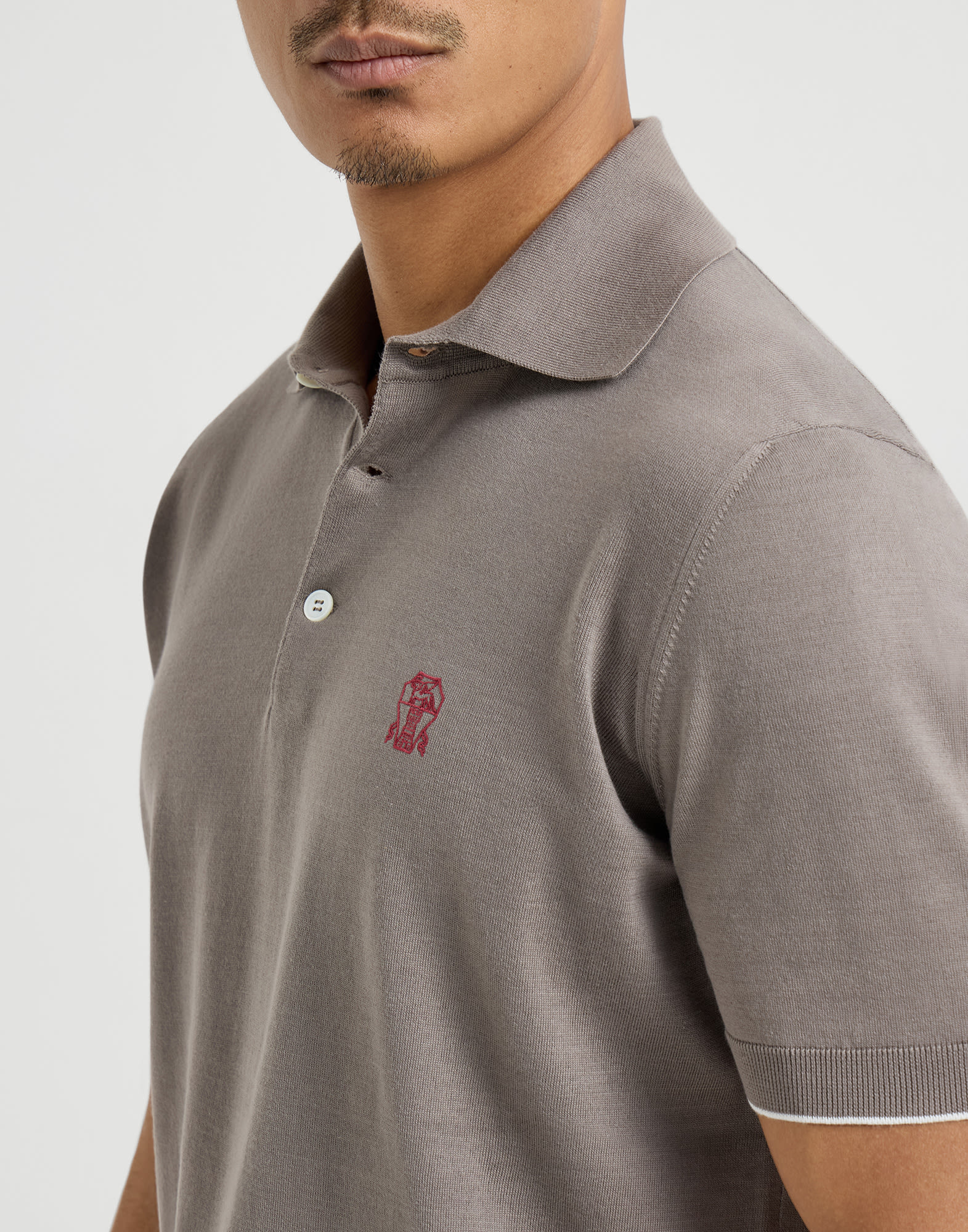 Lightweight knit Polo for Man in Navy Blue | Brunello Cucinelli