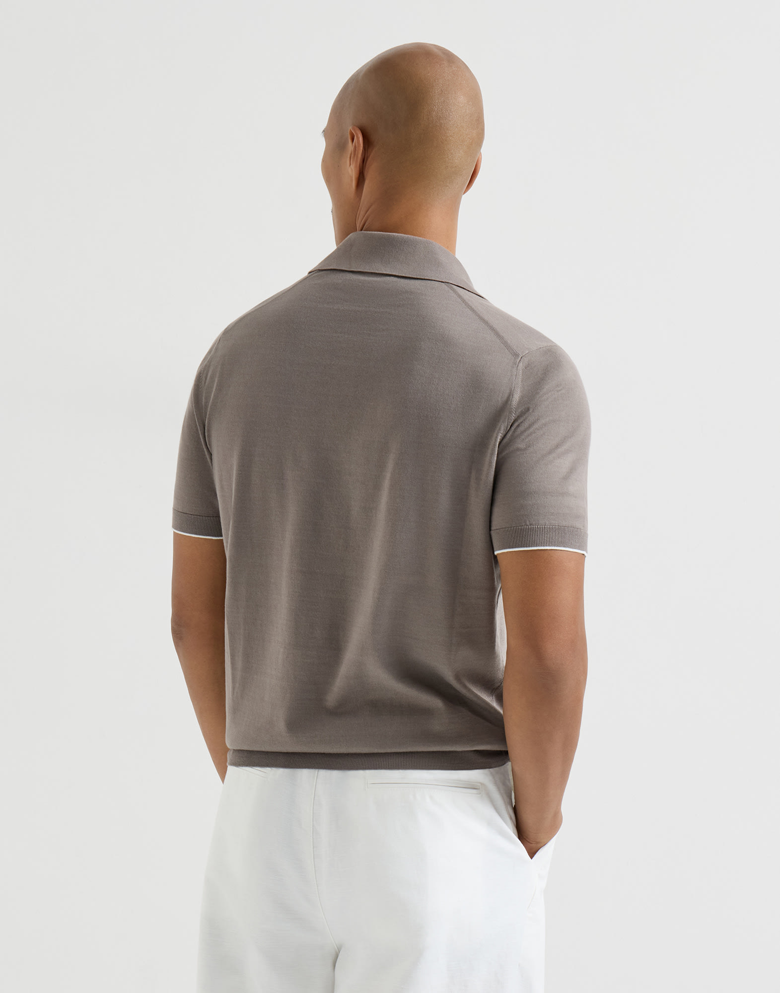 Lightweight knit Polo for Man in Navy Blue | Brunello Cucinelli