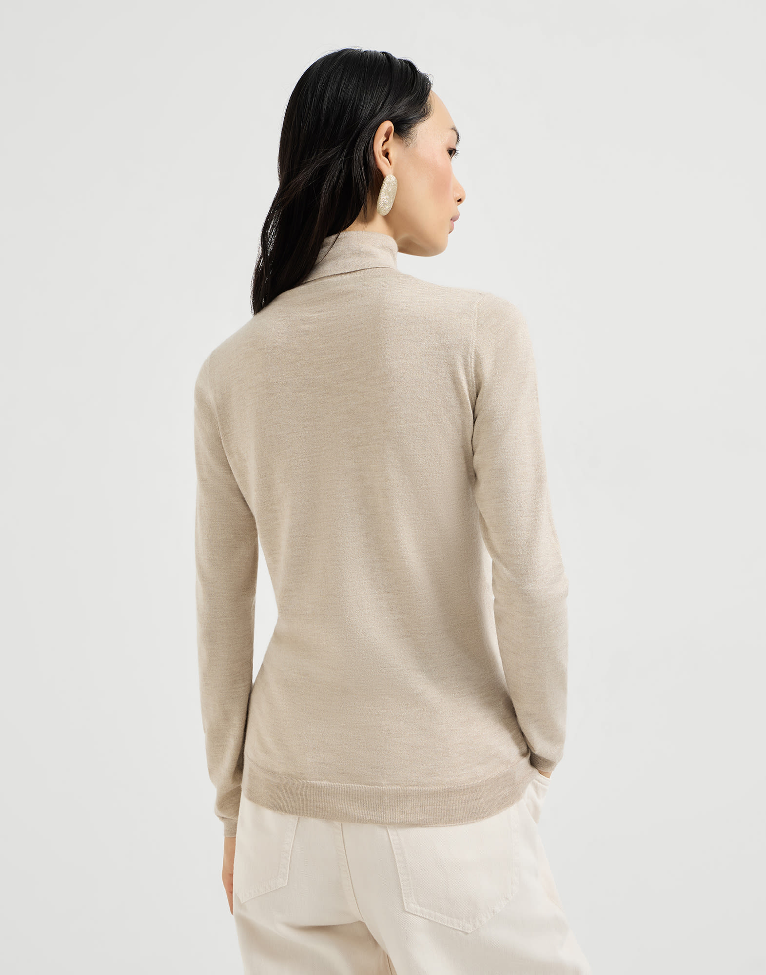 Cashmere and silk Sparkling sweater for Woman in Light Grey