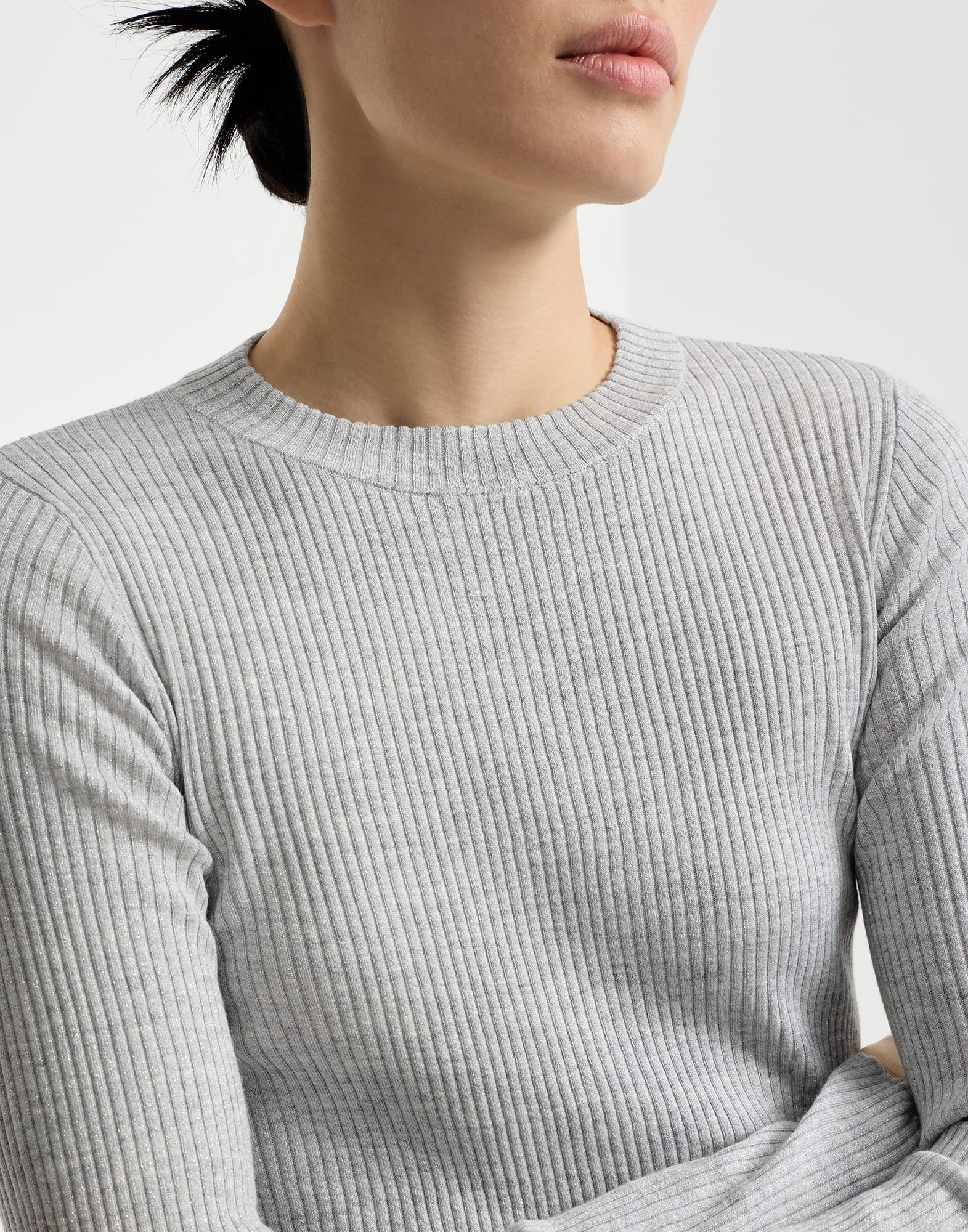 Cashmere and silk Sparkling sweater for Woman in Light Grey