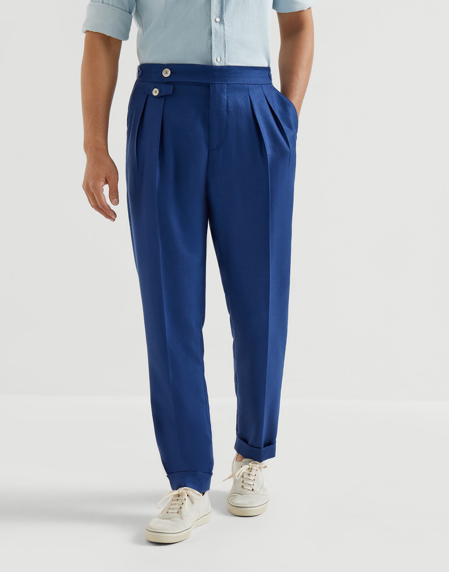 Cashmere and silk trousers Avio Blue Man - Brunello Cucinelli