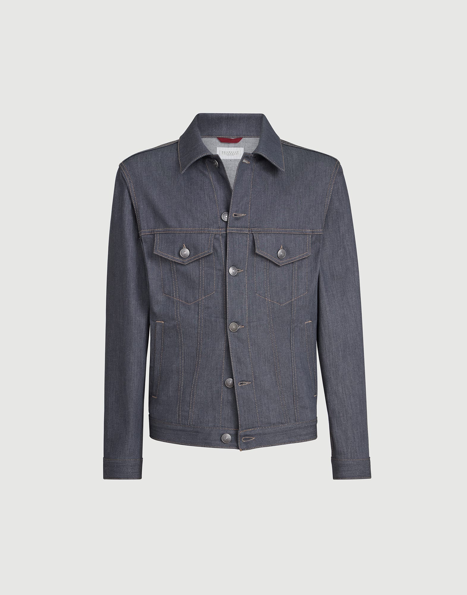 Denim four-pocket jacket for Man in Medium Grey | Brunello Cucinelli