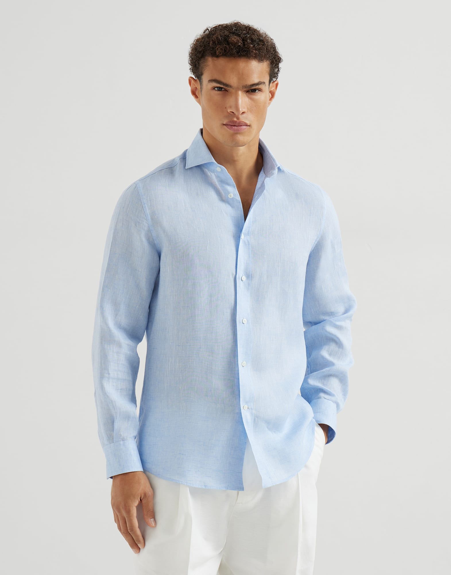メンズ 向け ヘーゼルナッツ リネンシャツ | Brunello Cucinelli
