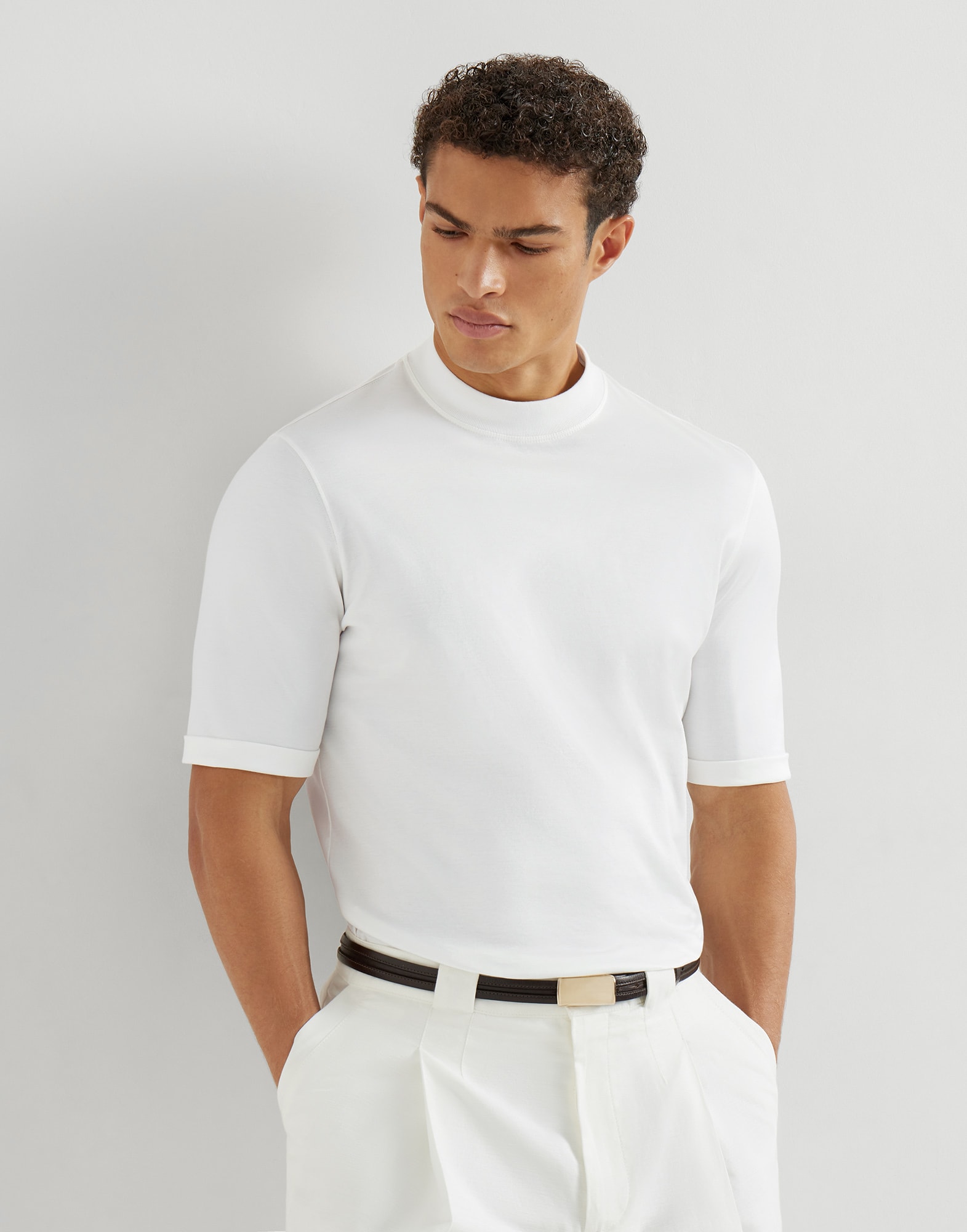 Jersey T-shirt for Man in Navy Blue | Brunello Cucinelli