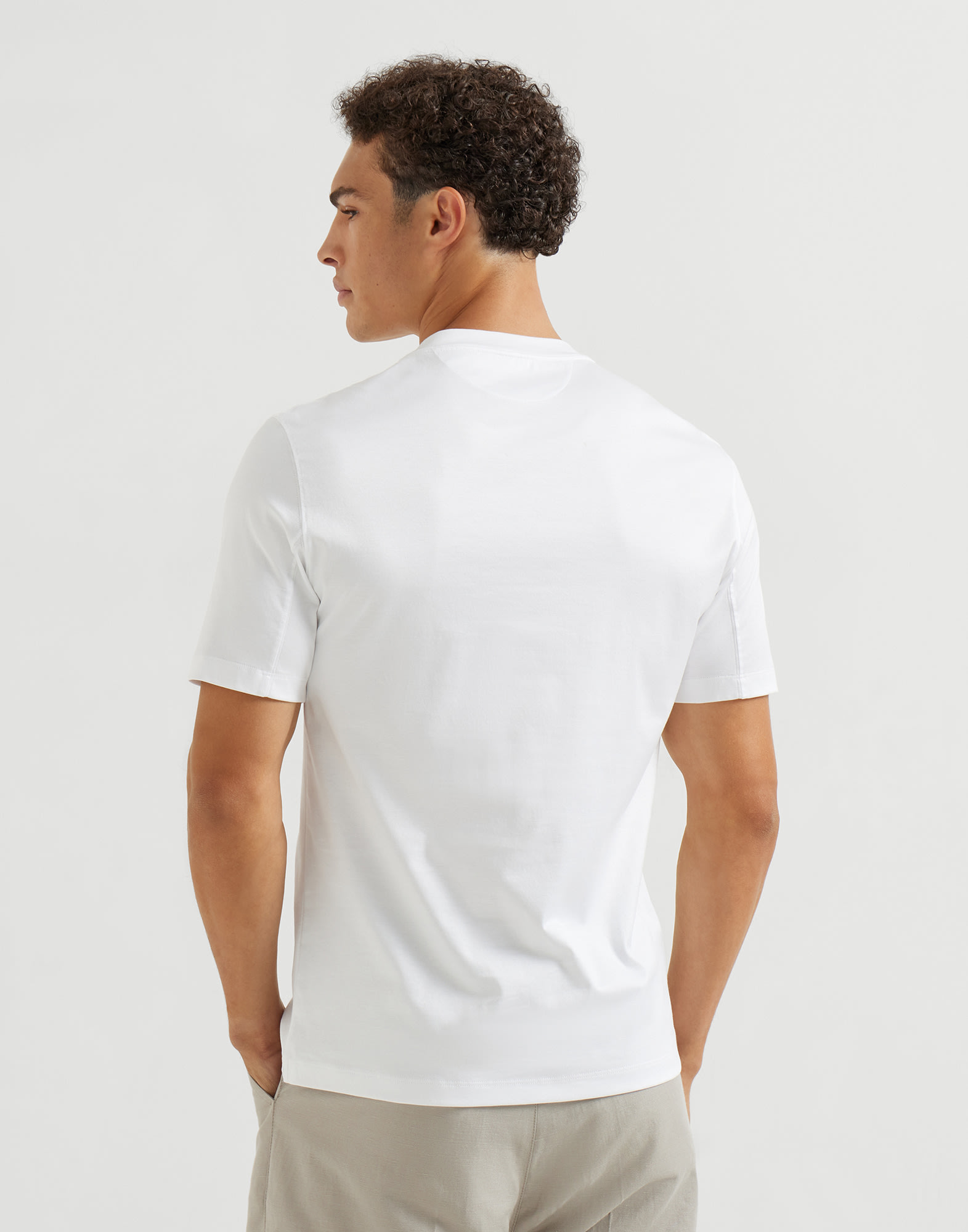 T-shirt with print for Man in White | Brunello Cucinelli