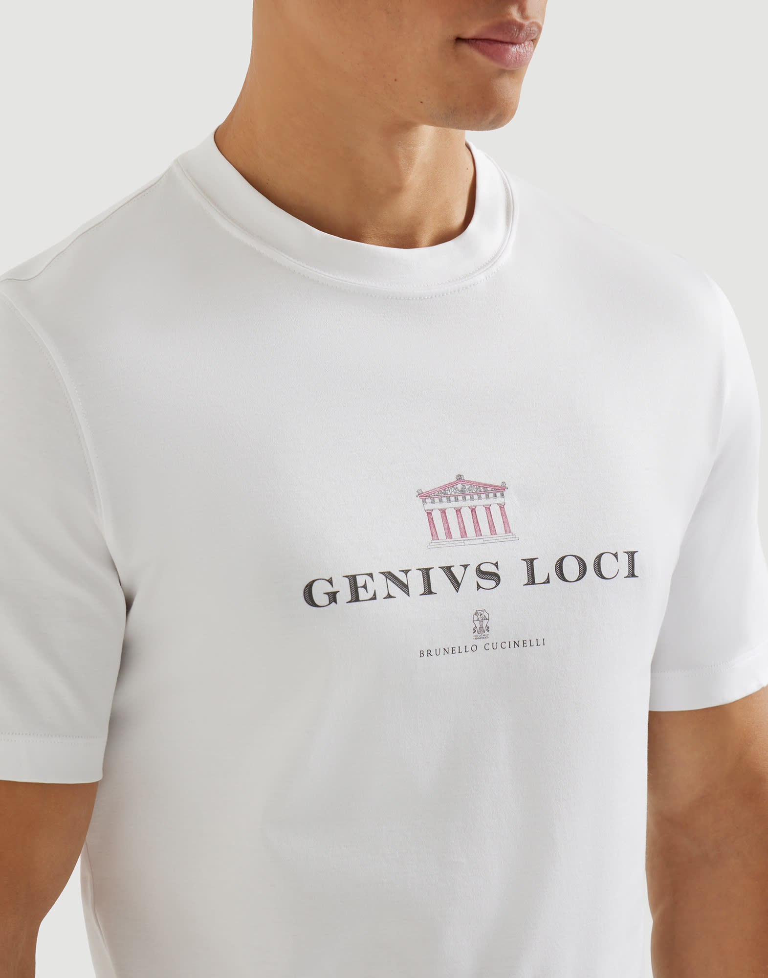 T-shirt with print for Man in White | Brunello Cucinelli