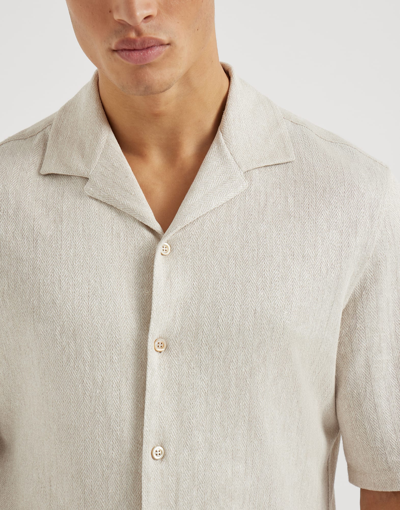Short sleeve shirt for Man in Panama | Brunello Cucinelli