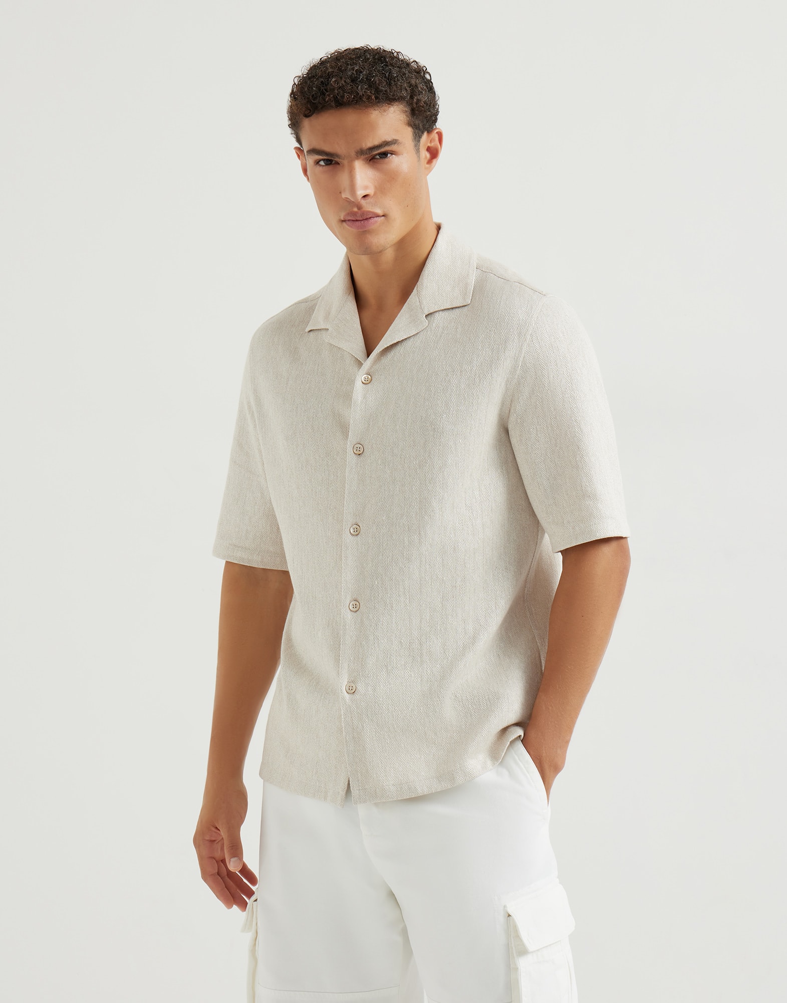 Short sleeve shirt for Man in Panama | Brunello Cucinelli