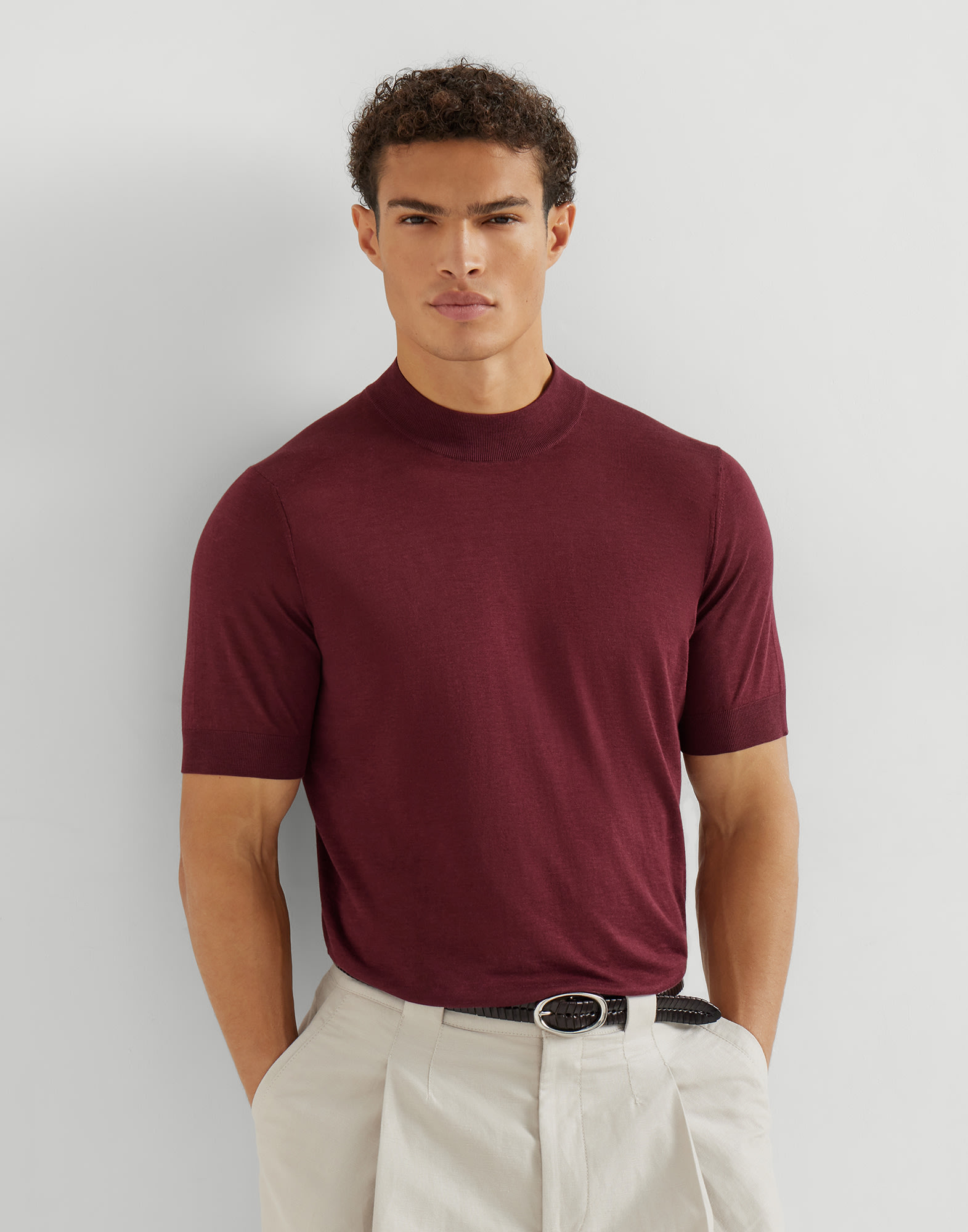Knit T-shirt for Man in Navy Blue | Brunello Cucinelli
