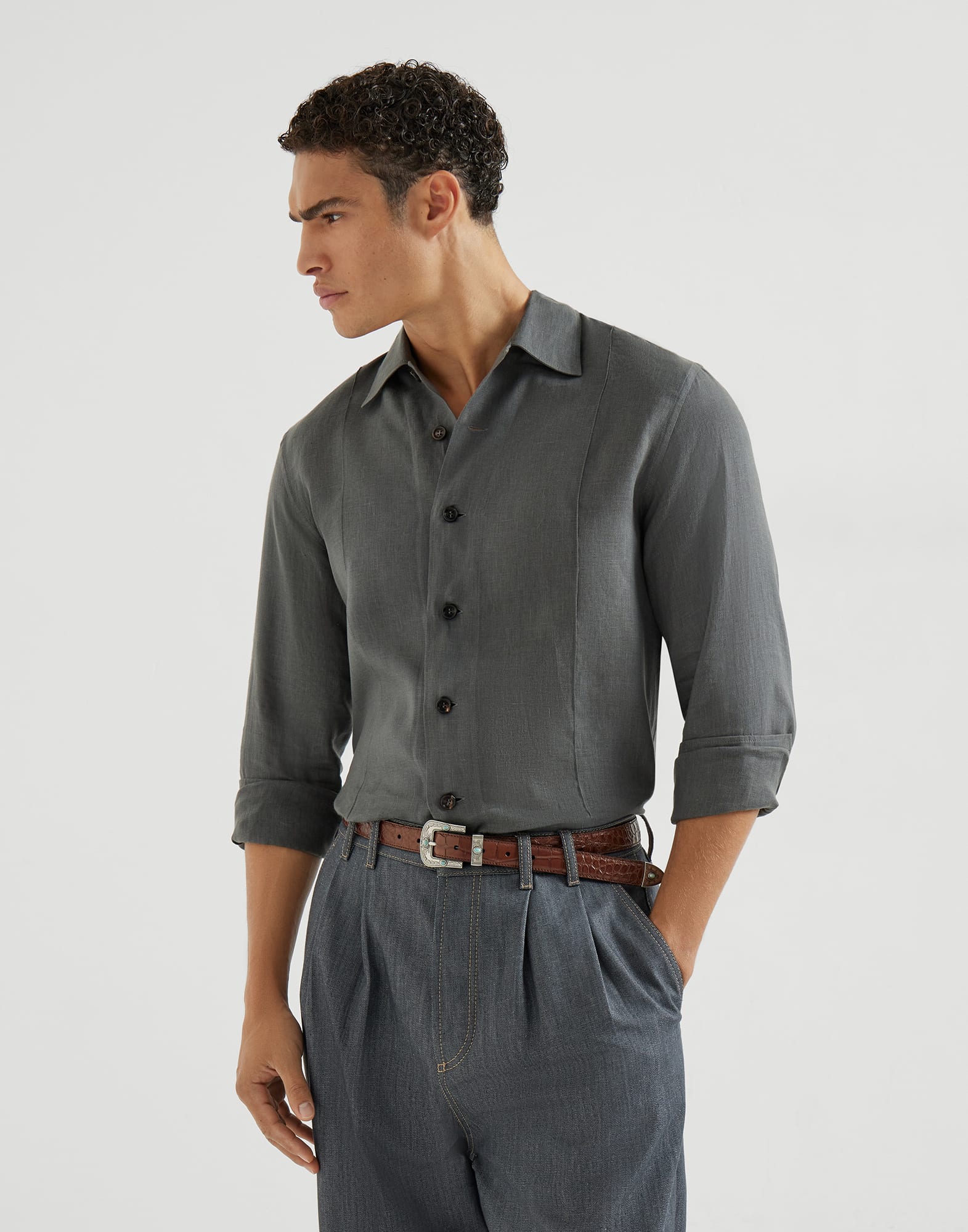brunello cucinelli dress shirts Jersey shirt for Man in Anthracite