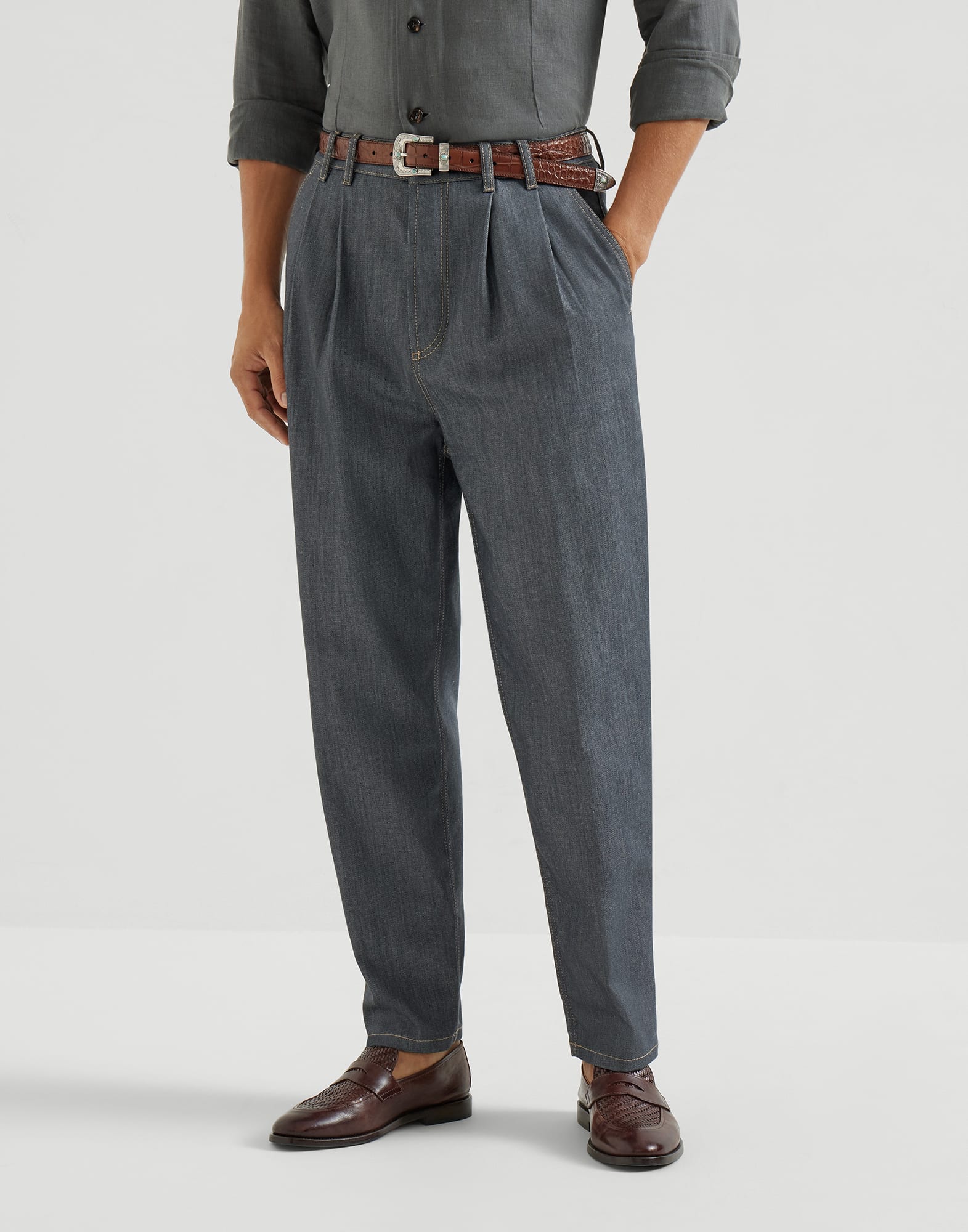 Comfort denim trousers Medium Grey Man - Brunello Cucinelli